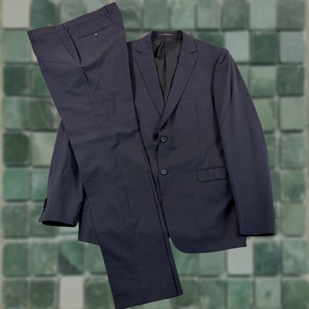 Ermenegildo Zegna VINTAGE? Ermenegildo Z Zegna Drop 8 Wool Suit 2 Piece Black Purple Plaid 42L Pants 36x34 Size 42R - 1 Thumbnail