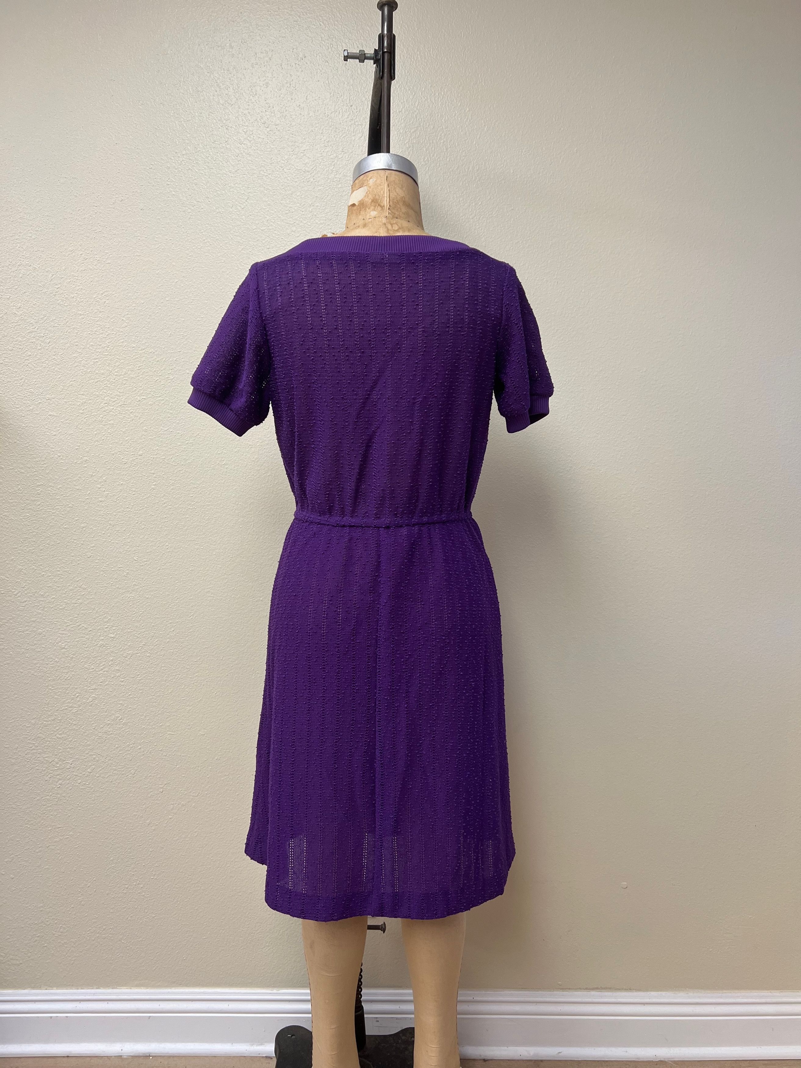 Other EUC Vintage 70s 80s Knit See Through Purple Dress Size M / US 6-8 / IT 42-44 - 3 Thumbnail