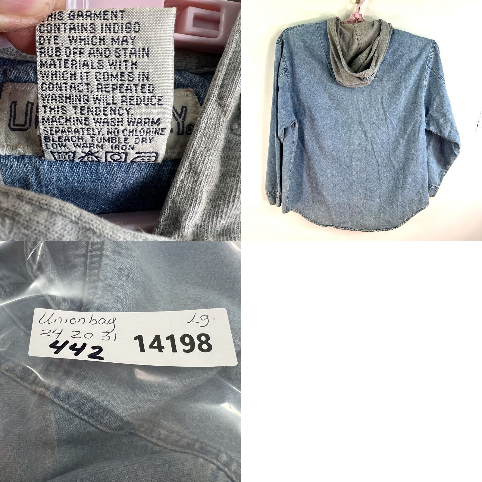 Vintage VINTAGE Union Bay Denim Hoodie Mens Size L Blue 90s Retro High Neck Button Embroidered Logo Size US L / EU 52-54 / 3 - 8 Thumbnail