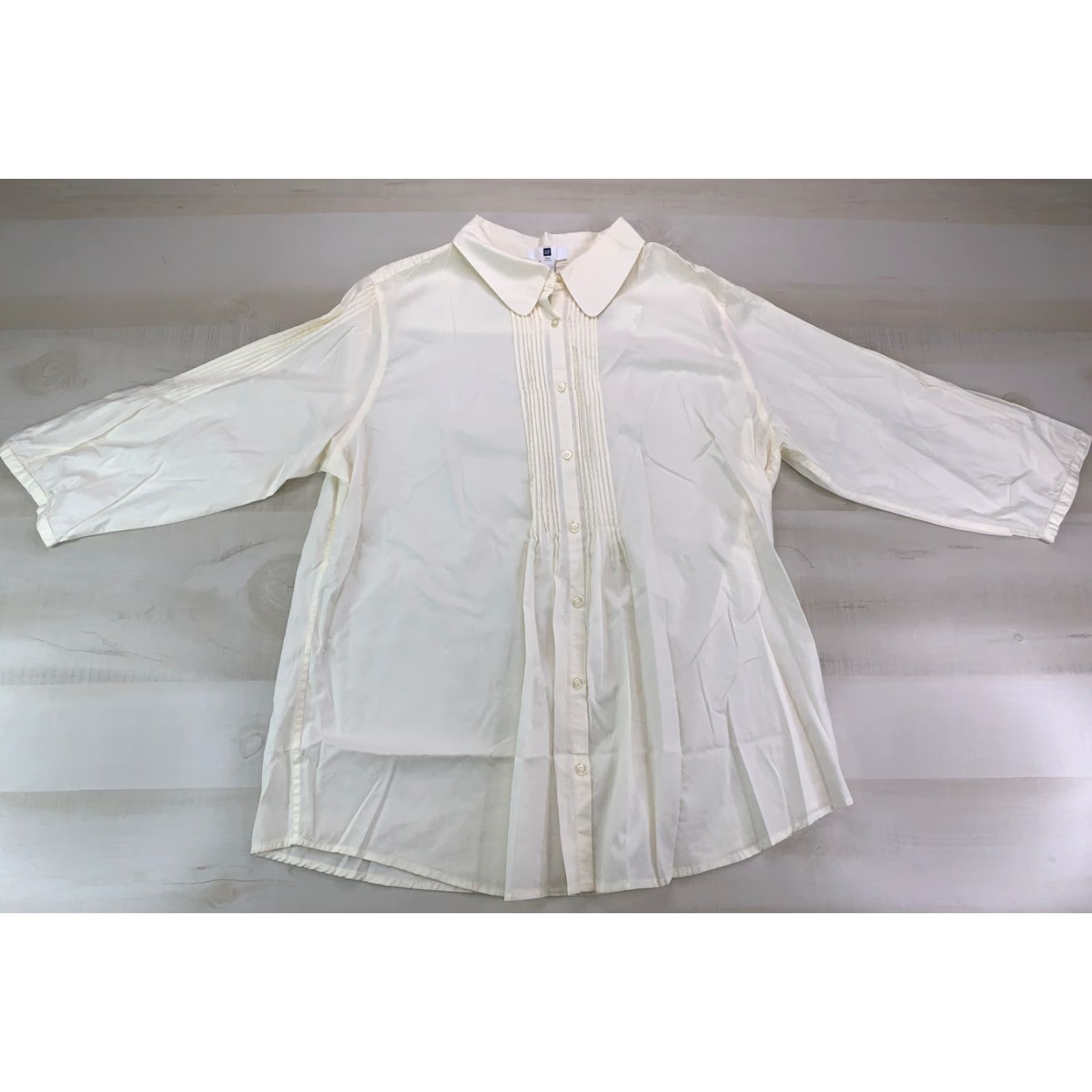 Gap Gap Womens Ivory Pleated Front/Sleeve 3/4 Sleeve SZ XL NWD-#690 Shirt Womens XL Ivory Pleated Front/Sleeve 3/4 Sleeve Gap Size XL / US 12-14 / IT 48-50 - 3 Thumbnail
