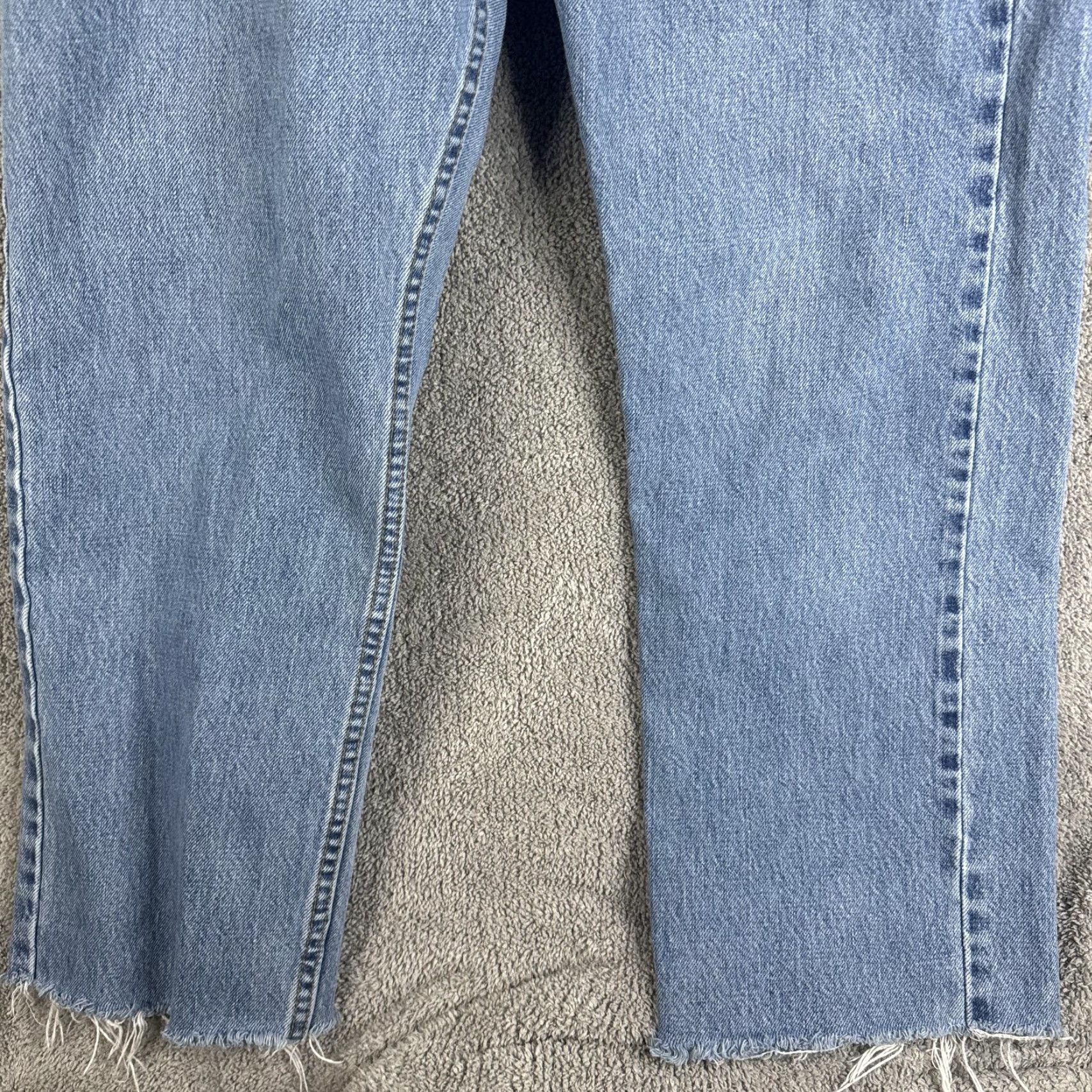 Levi's Levi's 505 Jeans Mens 34x27 Light Wash Blue Straight Leg Denim Distressed Raw Hem Size US 34 / EU 50 - 4 Thumbnail