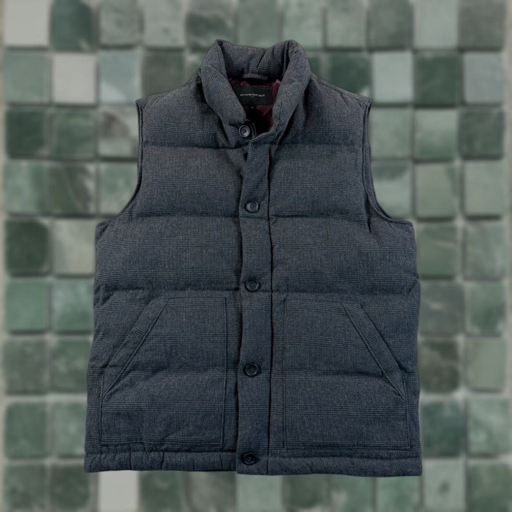 Banana Republic Banana Republic Downtown Vest in Grey Glen Check Men Medium Puffer Zip Up NWOT Size US M / EU 48-50 / 2 - 1 Thumbnail