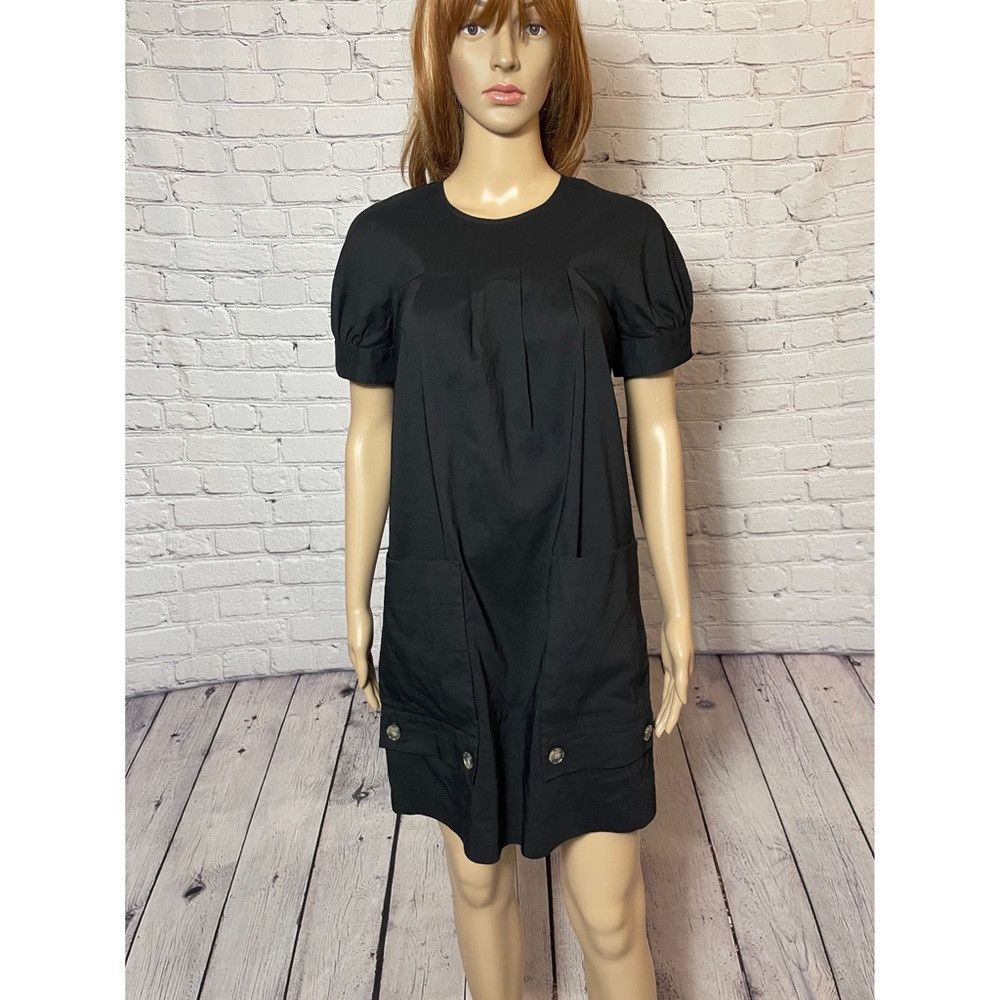 Theory Theory Linen Blend Short Sleeve Large Pockets Black Mini Dr Size S / US 4 / IT 40 - 1 Thumbnail