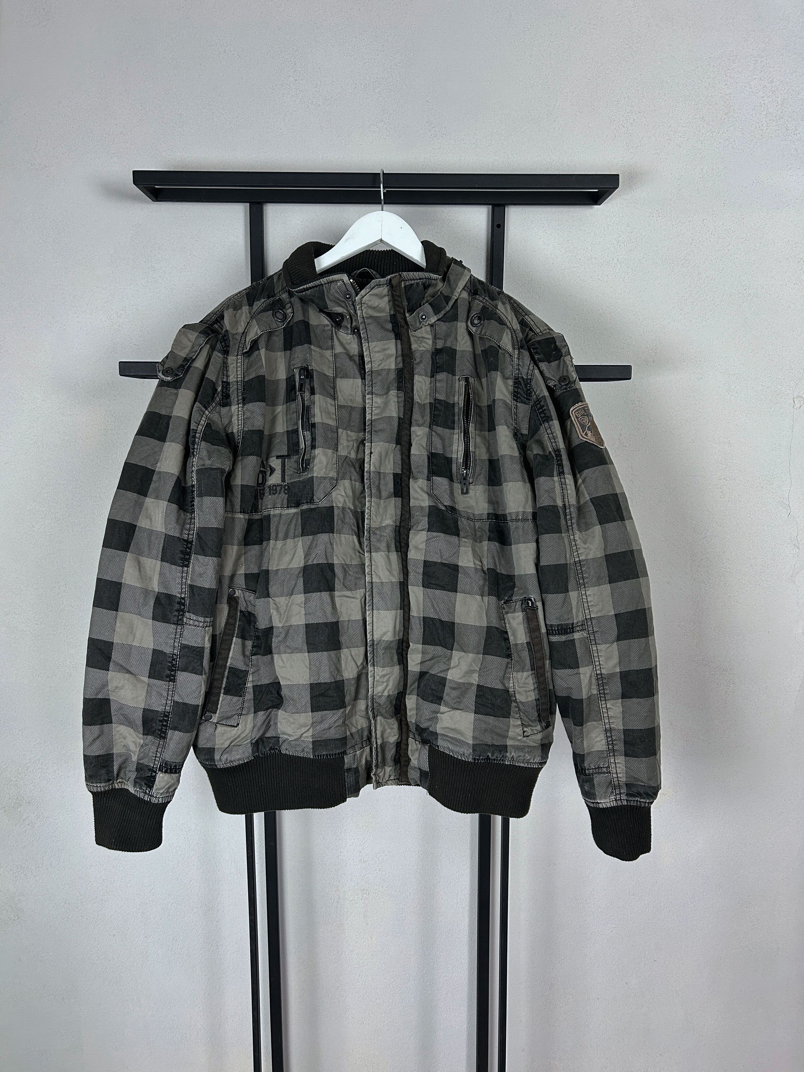 Vintage Vintage Plaid Bomber Jacket Grey Black Check Y2K Streetwear Size US L / EU 52-54 / 3 - 3 Thumbnail