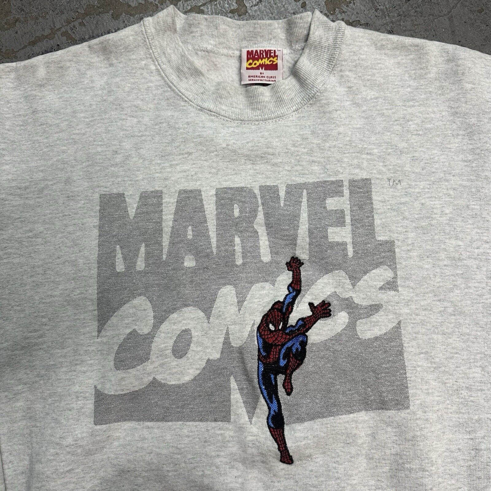 Marvel Comics × Vintage Vintage 1993 Marvel Comics Spiderman Grey Sweatshirt XL Size US XL / EU 56 / 4 - 1 Thumbnail