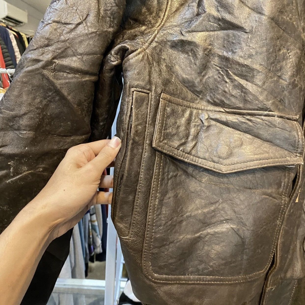 Bugle Boy Bugle Boy USA Type A-2 Flight Bomber Military Leather Jacket Size US L / EU 52-54 / 3 - 17 Thumbnail