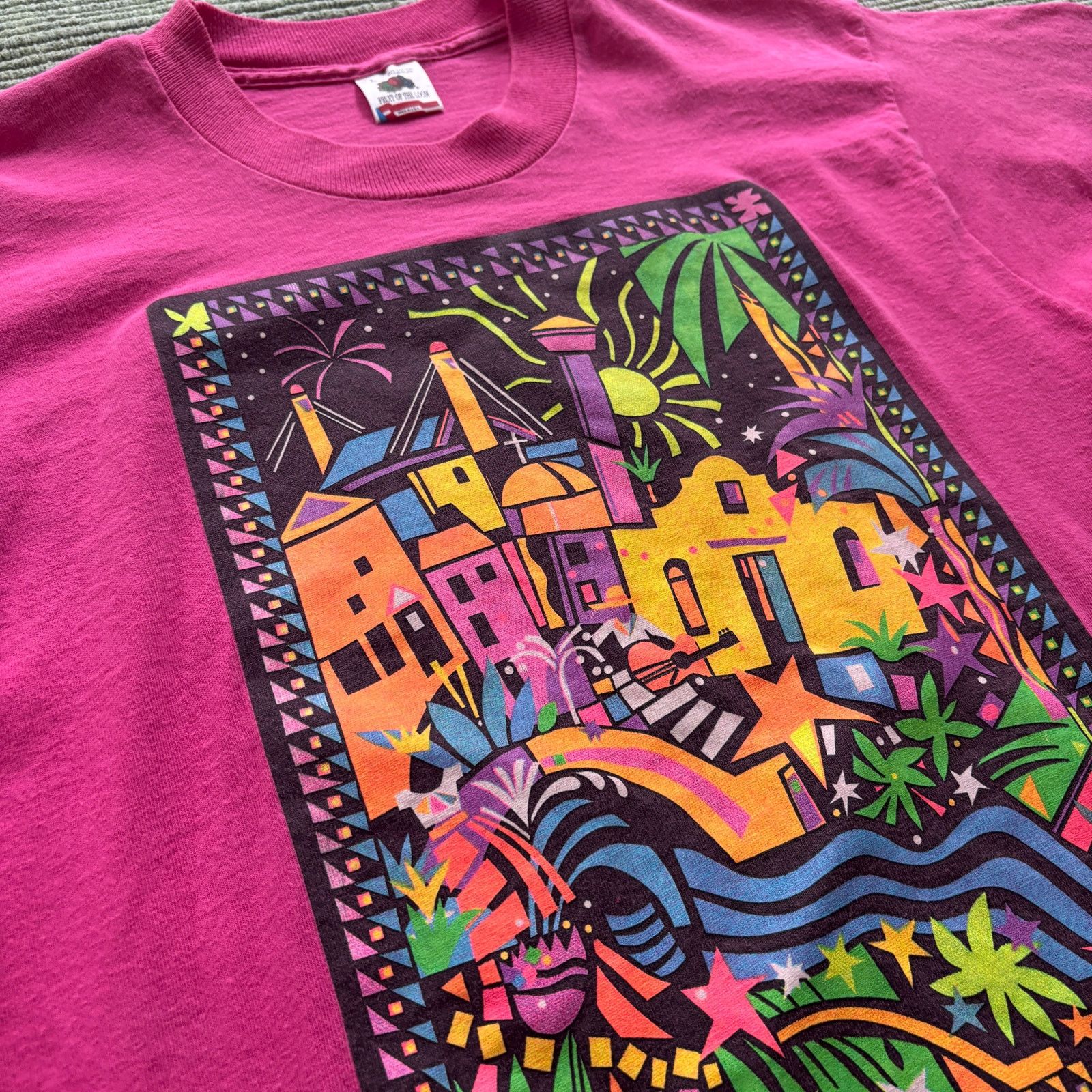 Fruit Of The Loom × Vintage Vintage 1990s Pink Fiesta San Antonio 1993 Single Stitch L Size US L / EU 52-54 / 3 - 3 Thumbnail