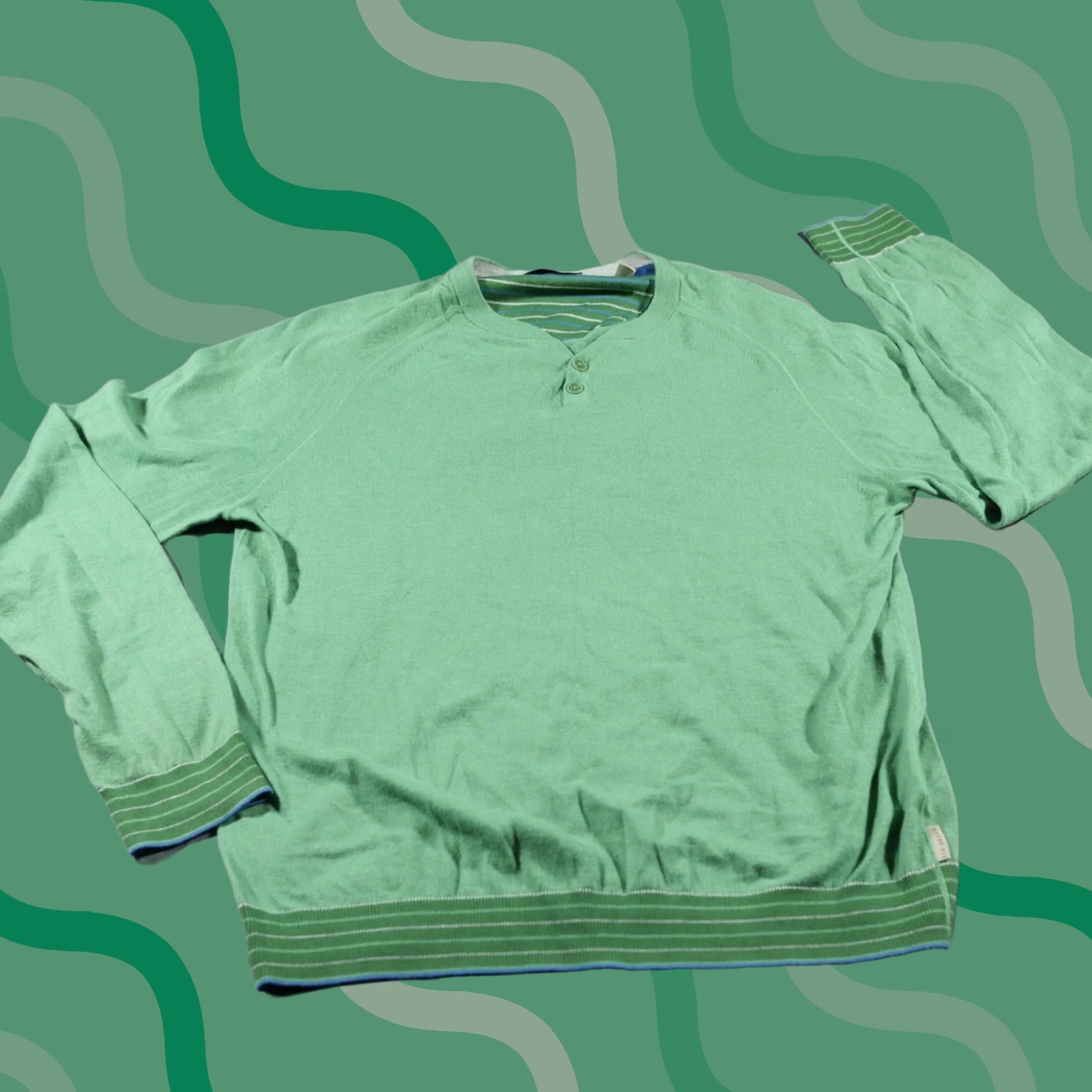 Ted Baker Ted Baker Sweater Mens M 3 Green Henley Pullover Preppy Casual Designer Shirt? Size US M / EU 48-50 / 2 - 1 Thumbnail