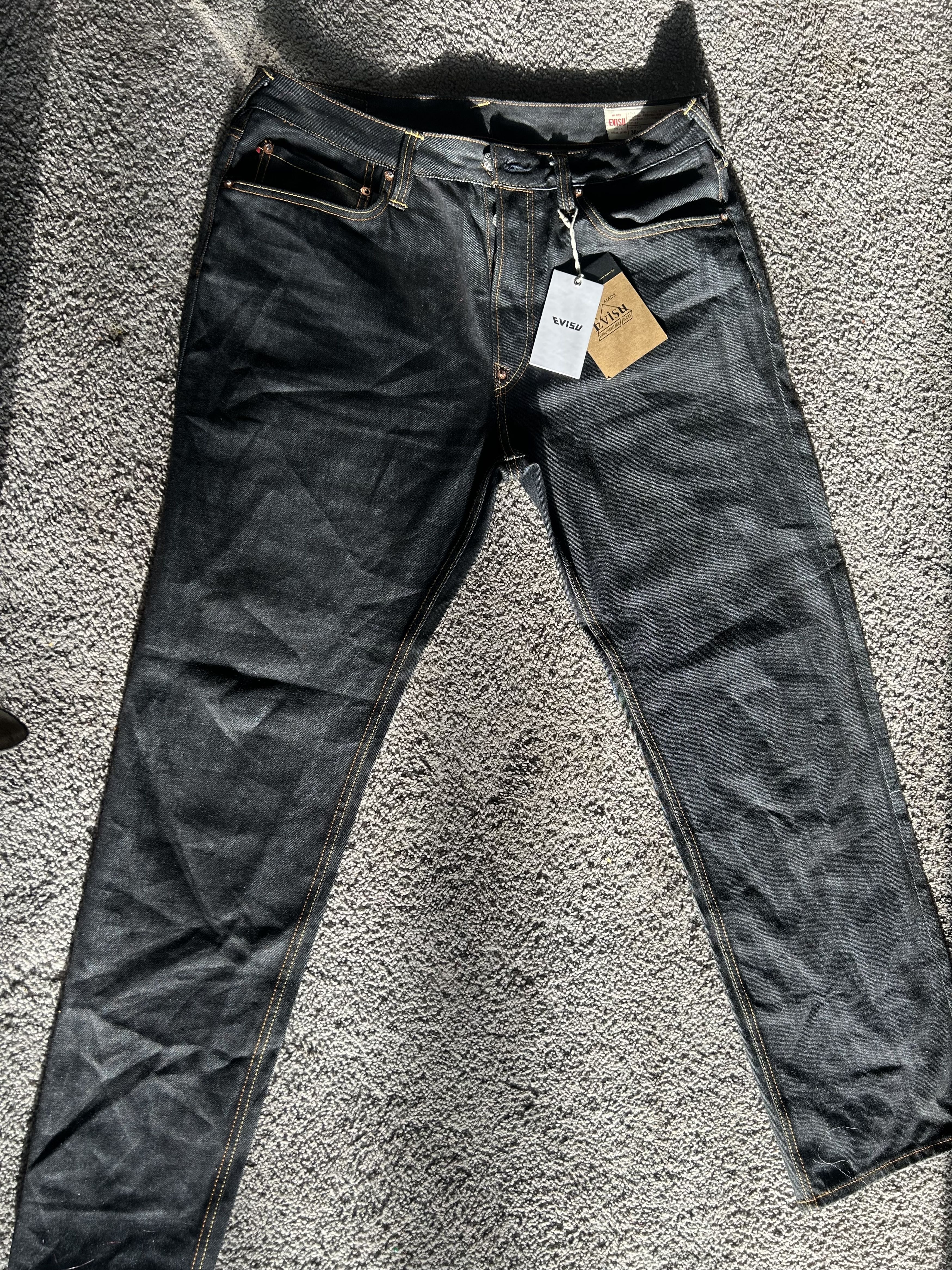 Evisu Orange Brushstroke Daicock Slim Straight Fit jeans #2010 