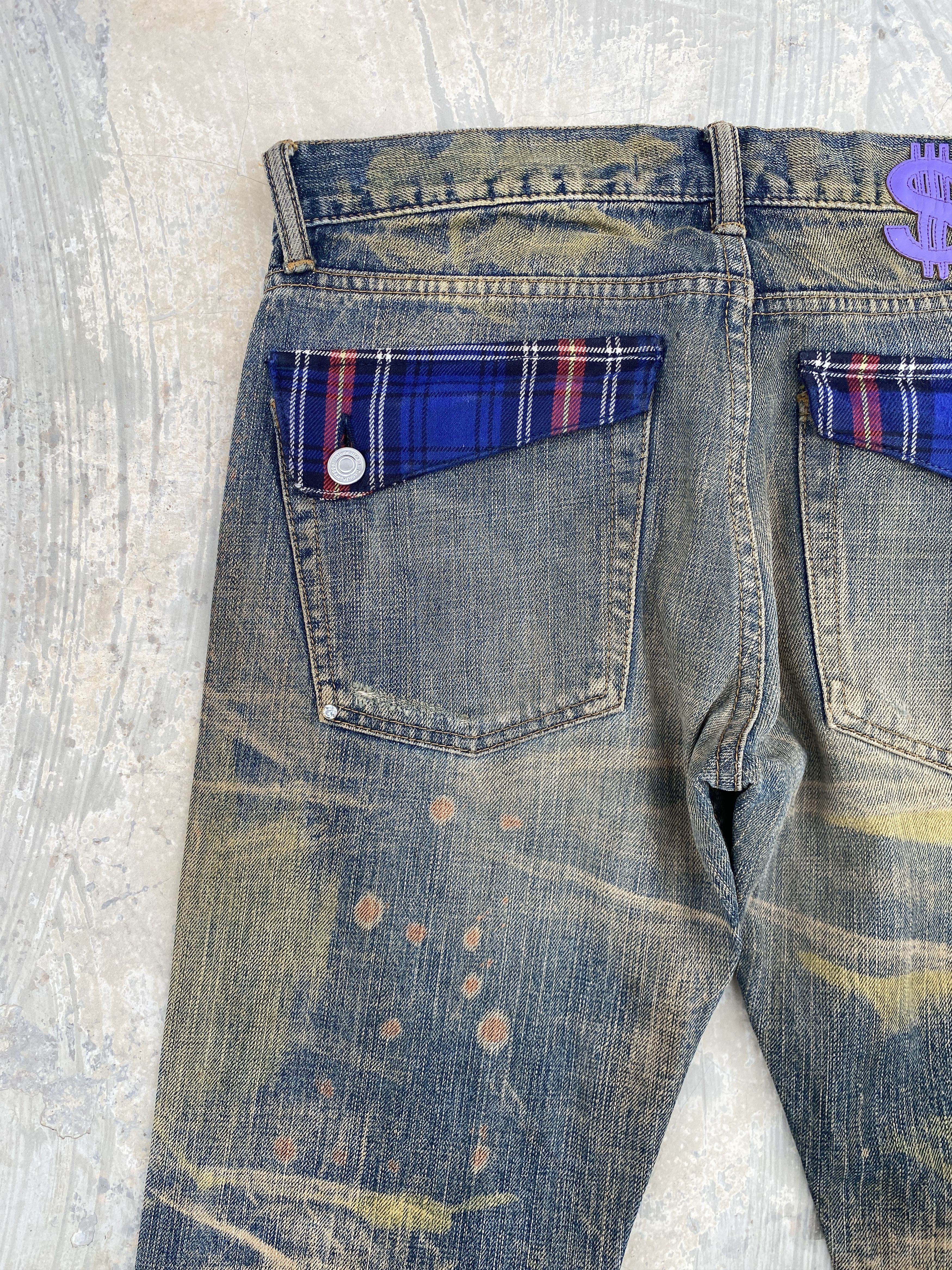 Japanese Brand Swagger Dirty Colourful Wash Selvedge Distressed Jeans Size US 28 / EU 44 - 7 Thumbnail