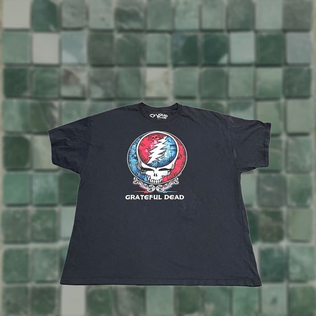 Liquid Blue VINTAGE Liquid Blue Grateful Dead Short Sleeve T-Shirt 3XL Blue Logo Graphic Print Mens Band 80s 90s Clothing Size US 36 / EU 52 - 1 Thumbnail