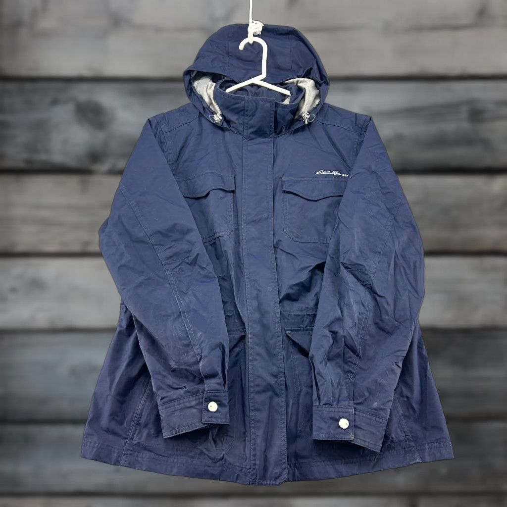 Eddie Bauer Eddie Bauer Jacket Womens XL Blue Weatheredge Hooded Full Zip Snaps Nylon Windbreaker Casual Womens Jackets Size XL / US 12-14 / IT 48-50 - 1 Thumbnail