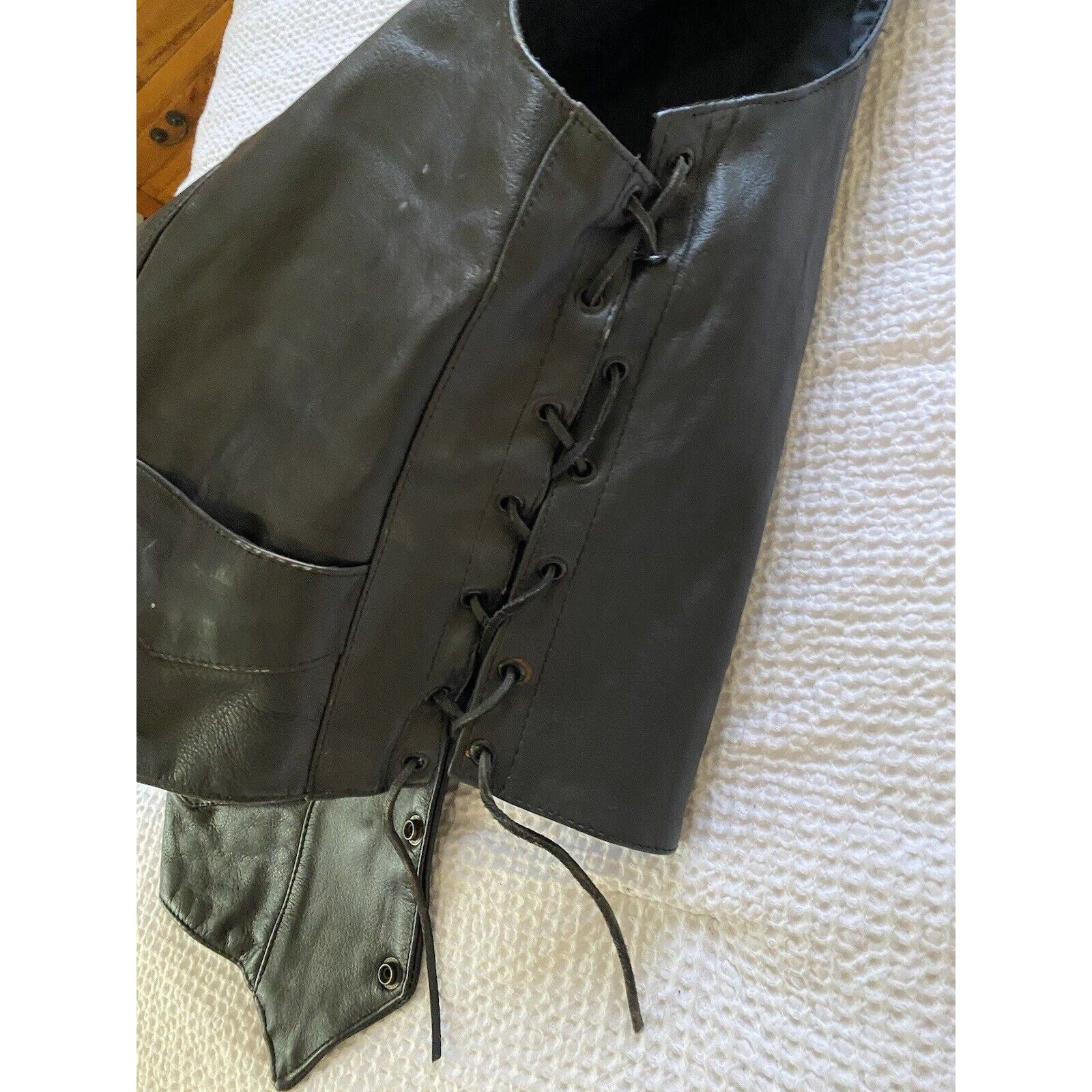 Other Vintage Diamond Leather Men’s Vest, Sz Xxl Black Early 80’s Size US XXL / EU 58 / 5 - 3 Thumbnail