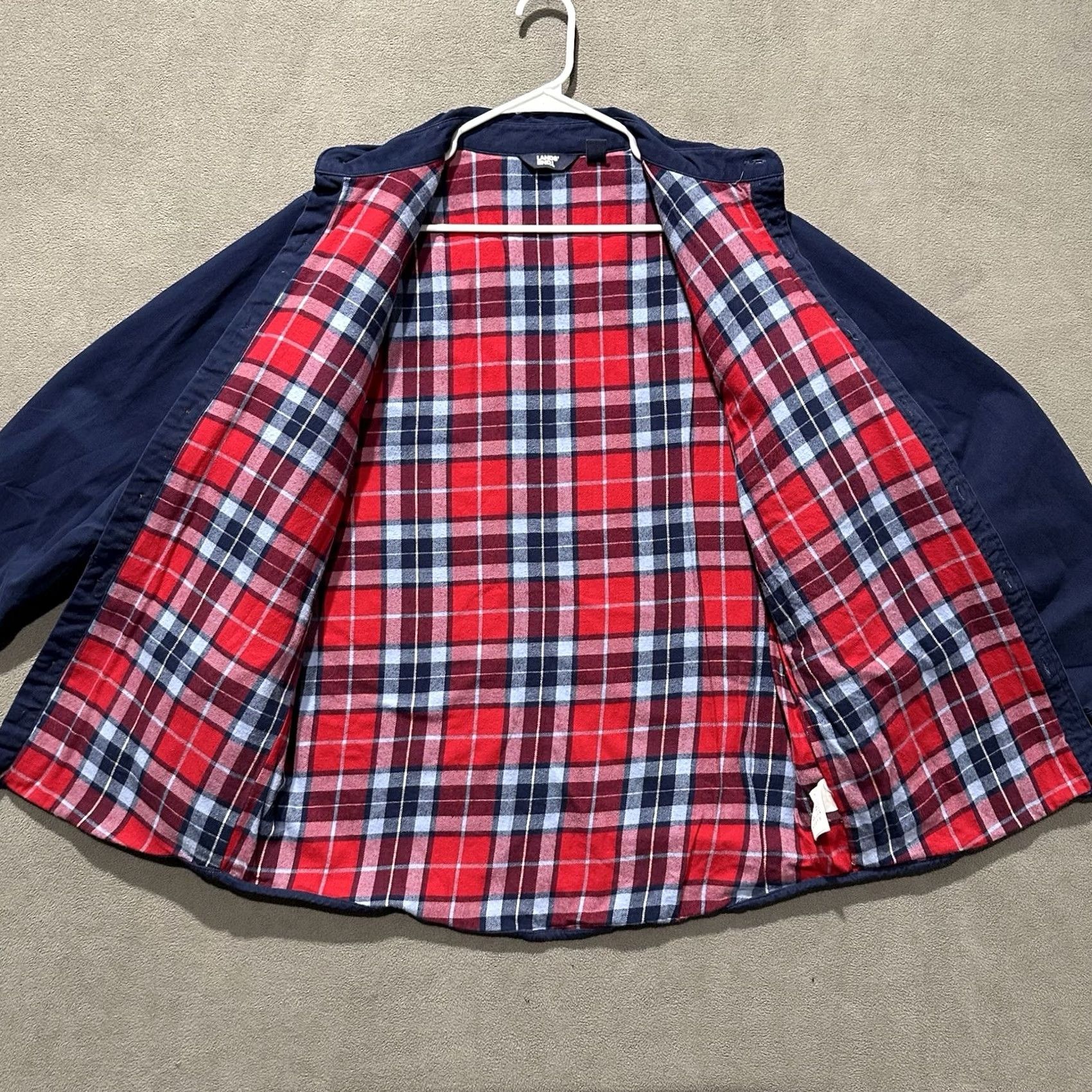 Lands' End Lands' End Shirt Mens Medium Blue Red Flannel Lined Work Jacket Shacket Button Up Size US M / EU 48-50 / 2 - 3 Thumbnail