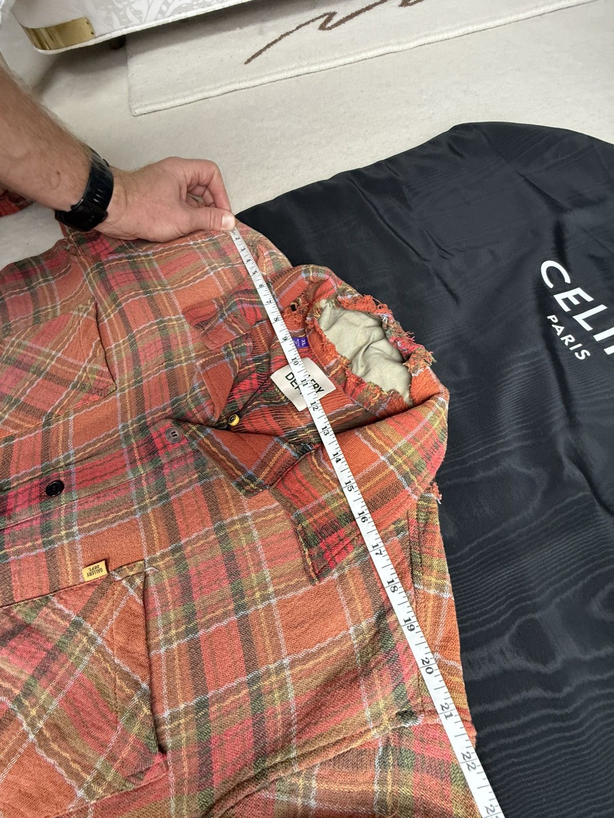 Gallery Dept. Gallery Dept Marley Distressed Checked Cotton-Flannel Shirt Size US XL / EU 56 / 4 - 6 Thumbnail