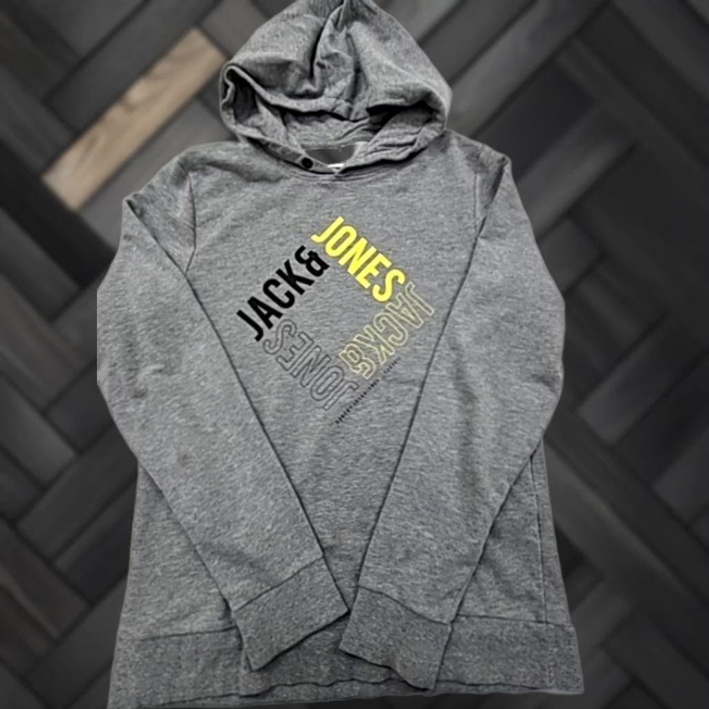 Jack & Jones Jack & Jones Men’s Graphic Hoodie M Grey Organic Cotton Relaxed Fit Size US M / EU 48-50 / 2 - 1 Thumbnail