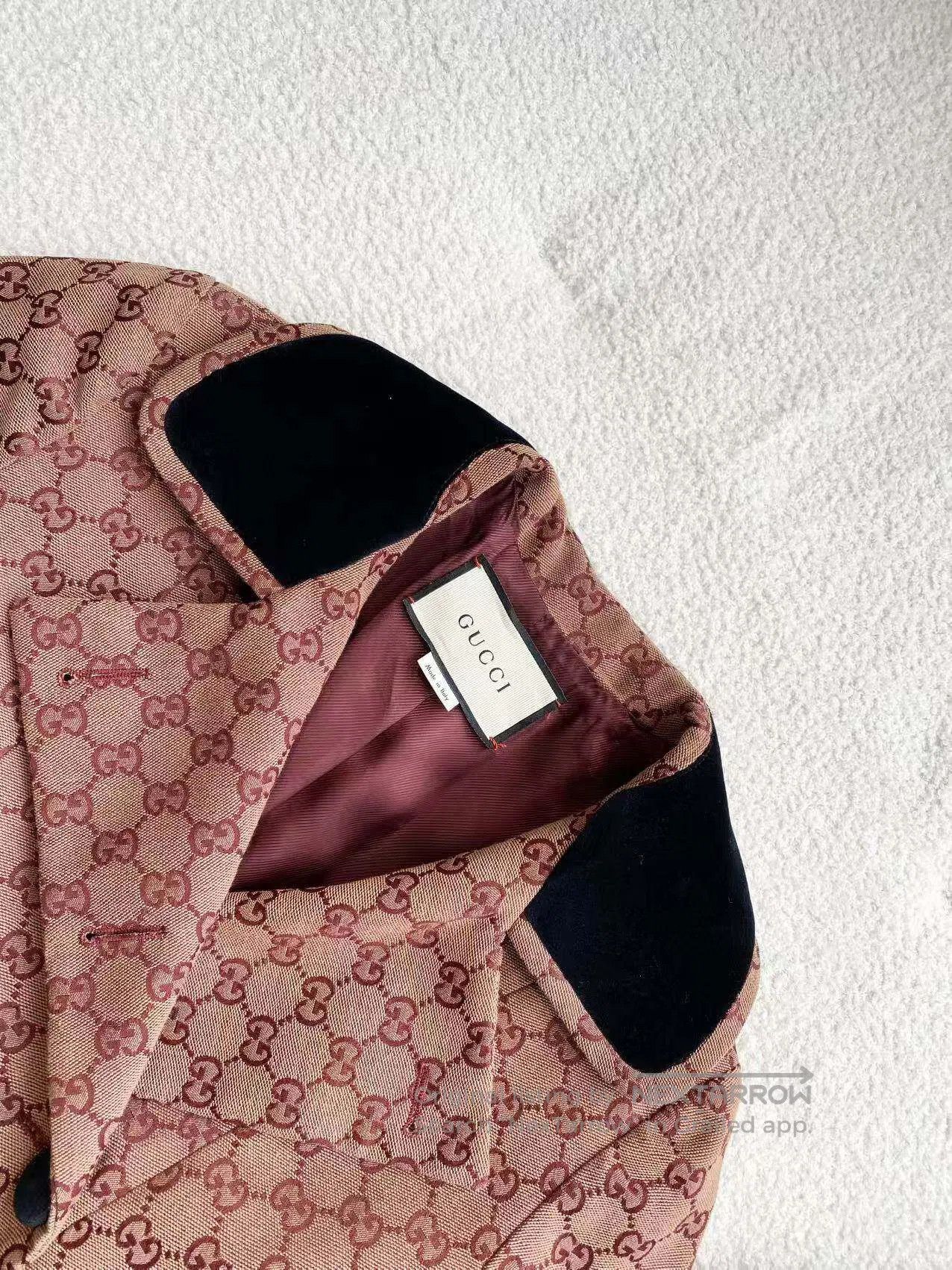 Gucci Guicci GG Monogram Double-Breasted Coat with Velvet Notch Size XS / US 0-2 / IT 36-38 - 4 Thumbnail