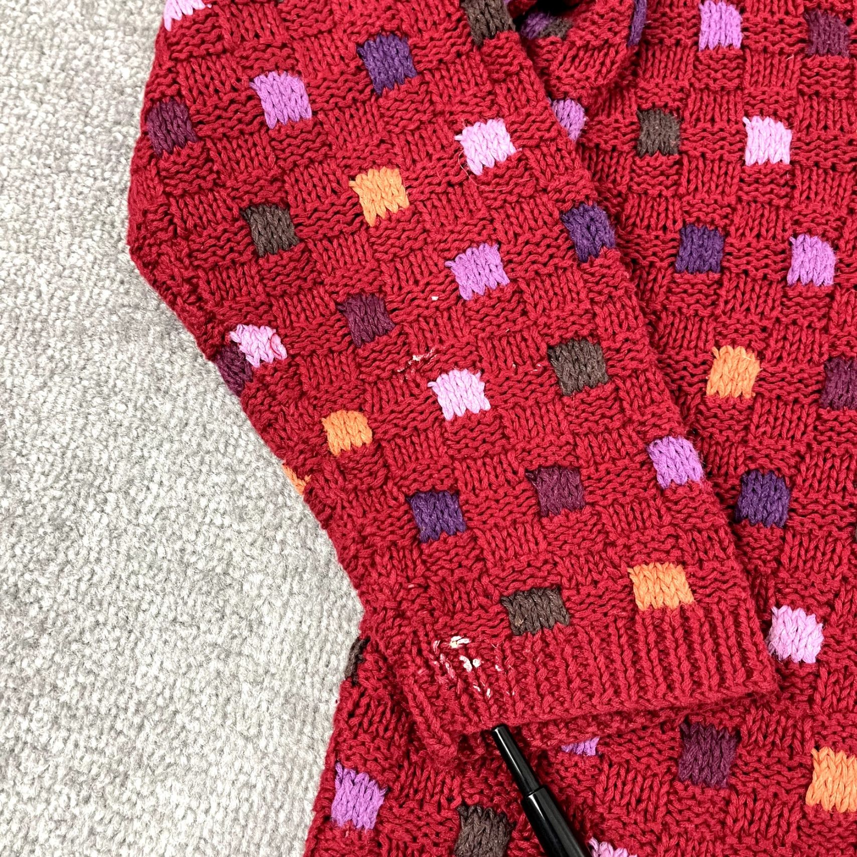 Nordstrom VINTAGE Nordstrom Sweater Mens M Red Patchwork Square Knit Jumper 90s Size US M / EU 48-50 / 2 - 6 Thumbnail