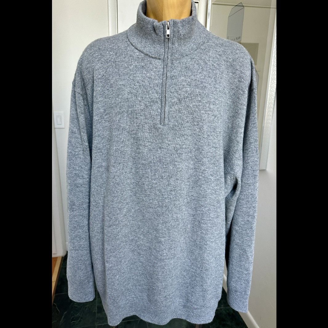 QUINCE MONGOLIAN 100% CASHMERE SWEATER GRAY QUARTER ZIP 3XL