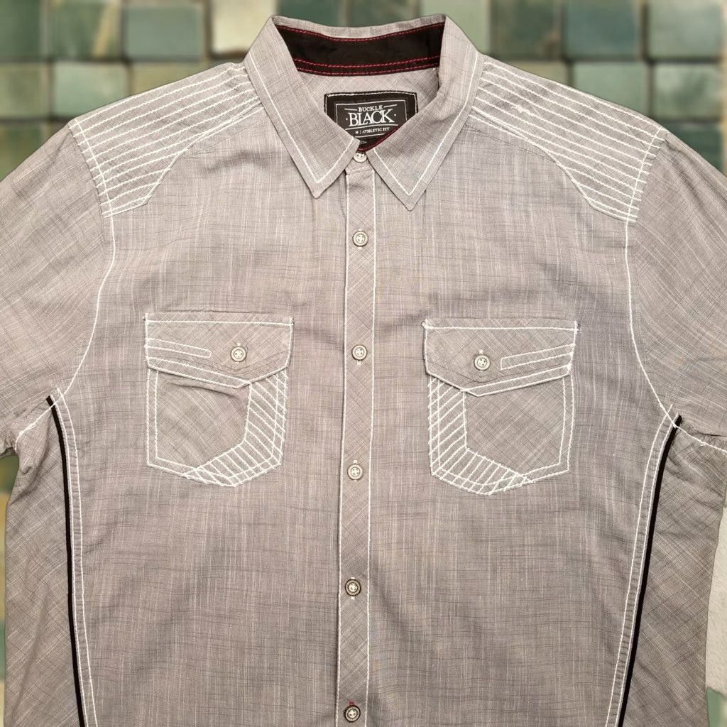Vintage BKE Buckle Shirt Mens M Gray Athletic Cotton Blend Long Sleeve Western Shirt Mens Gray Athletic Cotton Blend Long Sleeve Western Size US M / EU 48-50 / 2 - 1 Thumbnail
