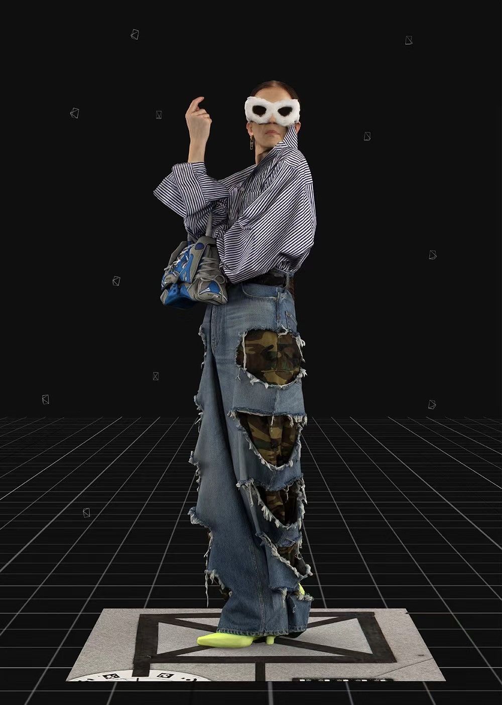 Balenciaga Balenciaga 21AW Camo Layered Destroyed Denim Size US 31 - 3 Thumbnail