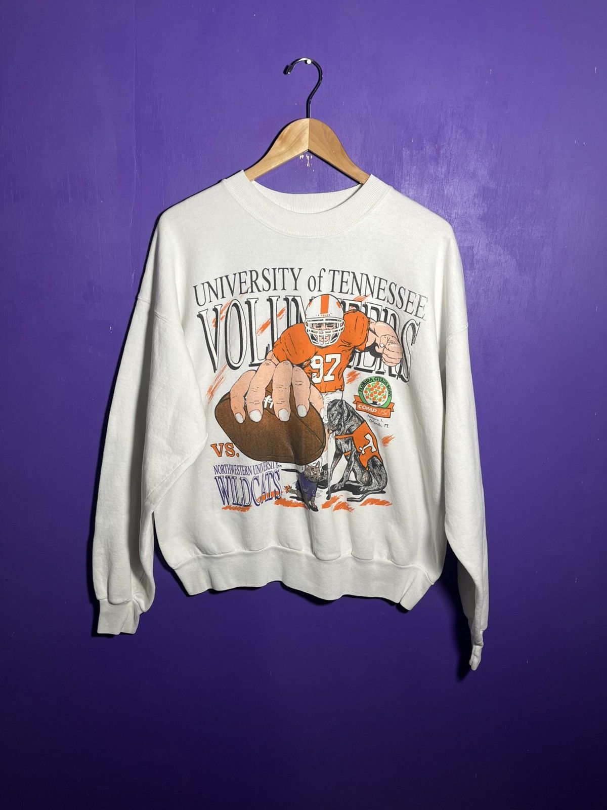 Vintage Vintage 90s Tennessee Vols vs northwestern crewneck Size US XL / EU 56 / 4 - 1 Thumbnail