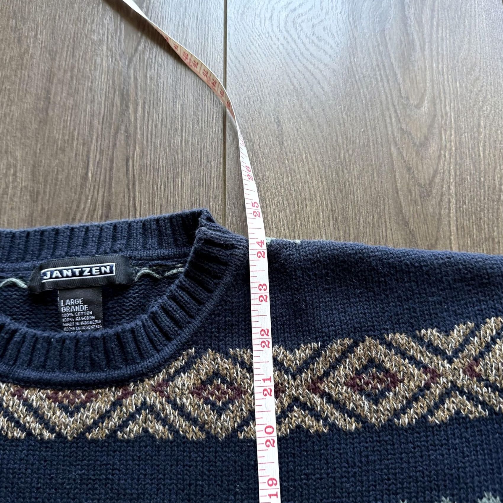 Jantzen VINTAGE Jantzen Mens Knit Sweater Crewneck Pullover Large Blue Fair Isle Knit Casual Winter Size US L / EU 52-54 / 3 - 7 Thumbnail