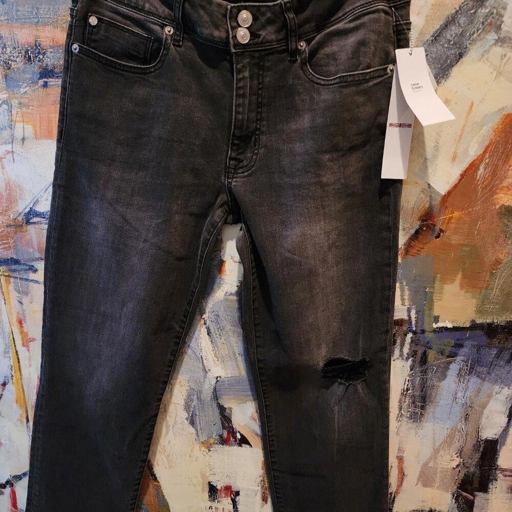 Designer Hudson Crop Ginny Destroyed Straight Leg Grey/Black Size 30" / US 8 / IT 44 - 3 Thumbnail