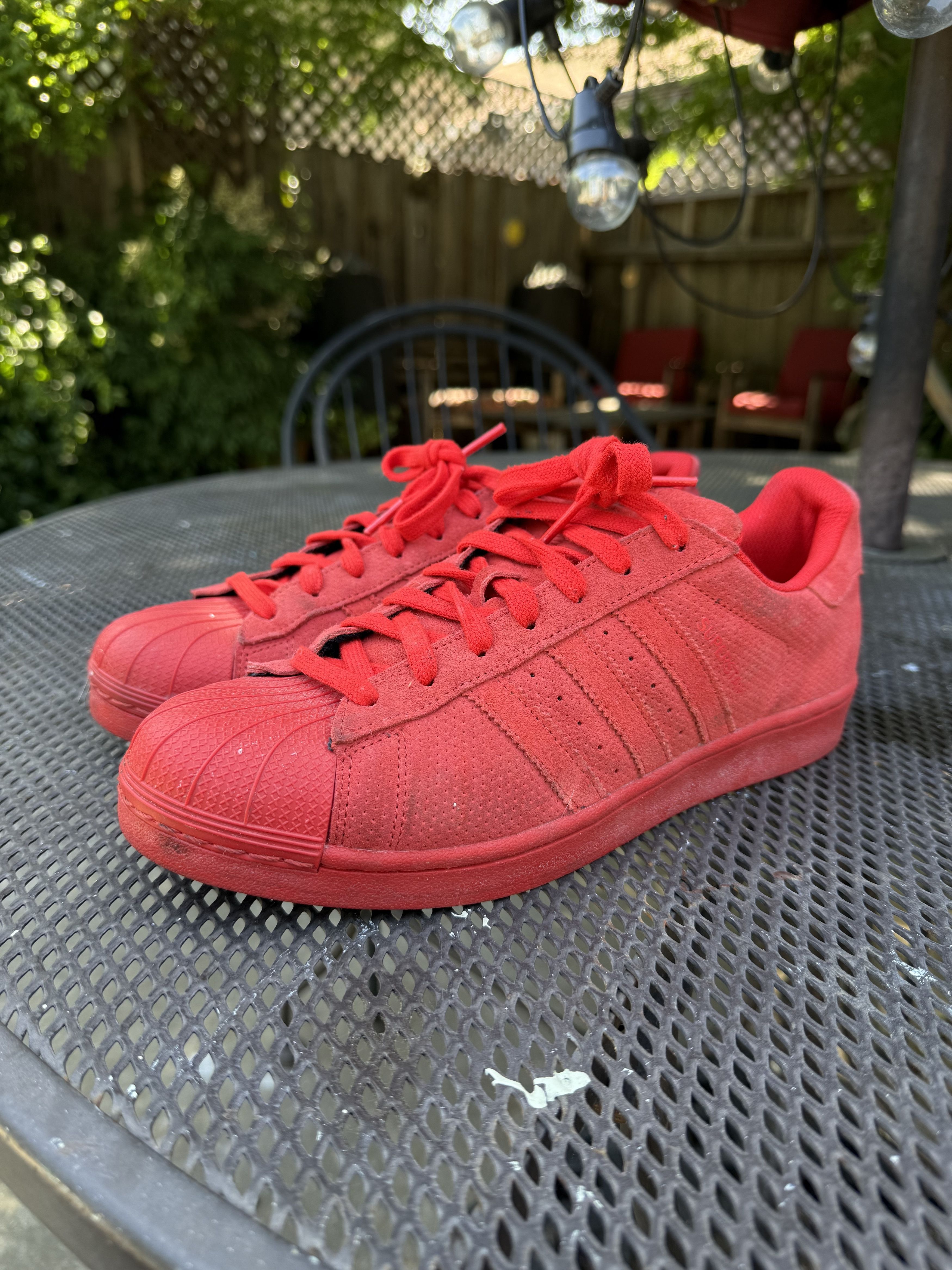 Adidas Adidas Triple Red Suede Superstar Size US 9.5 / EU 42-43 - 1 Thumbnail