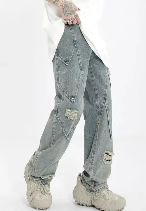 Jean High Street Heavy Industry Style Straight Casual Jeans Size US 32 / EU 48 - 2 Thumbnail