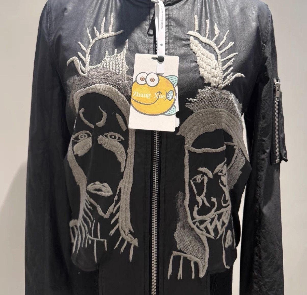 Rick Owens Rick Owens Waxed Finish "Ghost Face" Embroidered MA-1 Jacket Size US M / EU 48-50 / 2 - 2 Thumbnail
