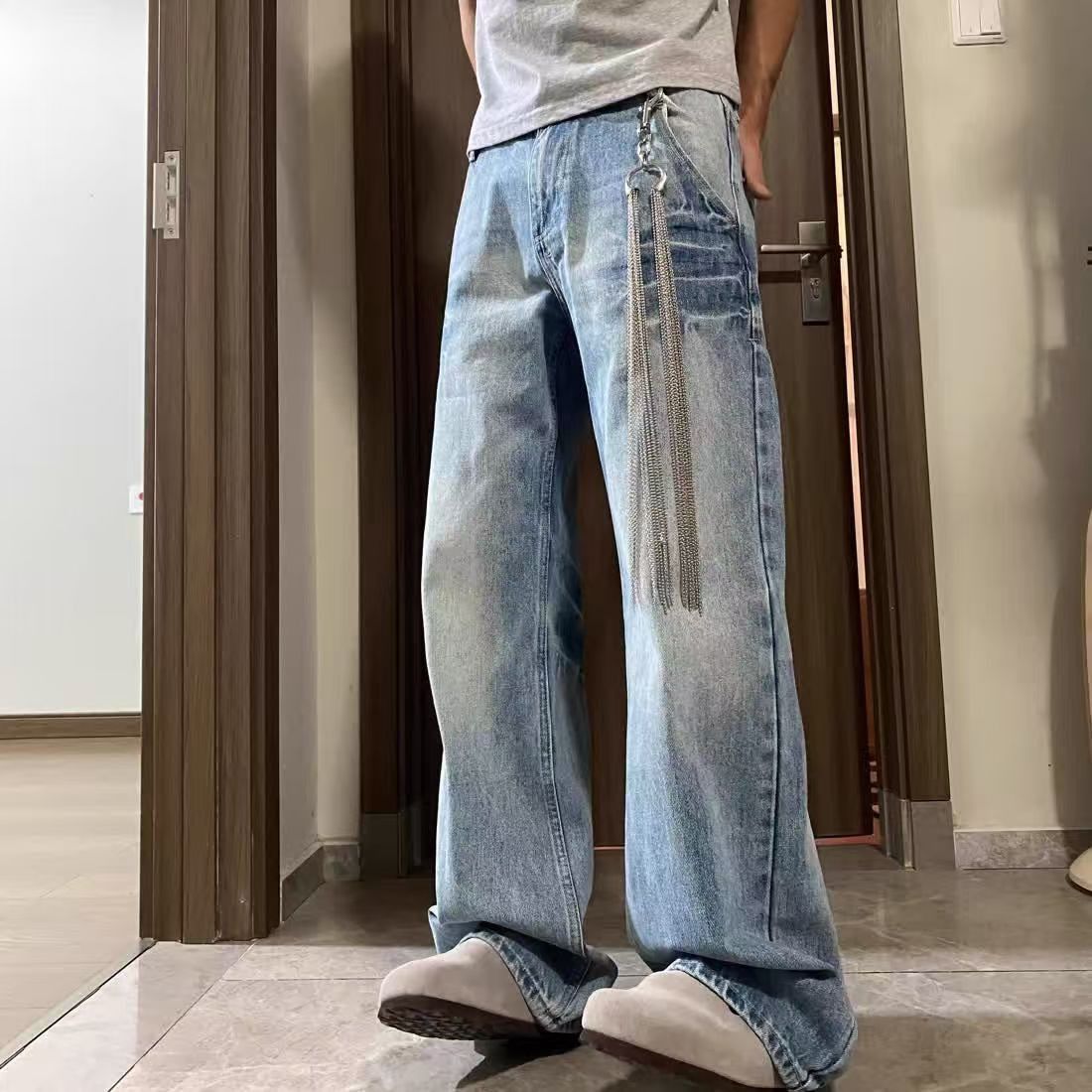 Japanese Brand × Jean Men's blue washed retro street straight jeans Size US 32 / EU 48 - 1 Thumbnail