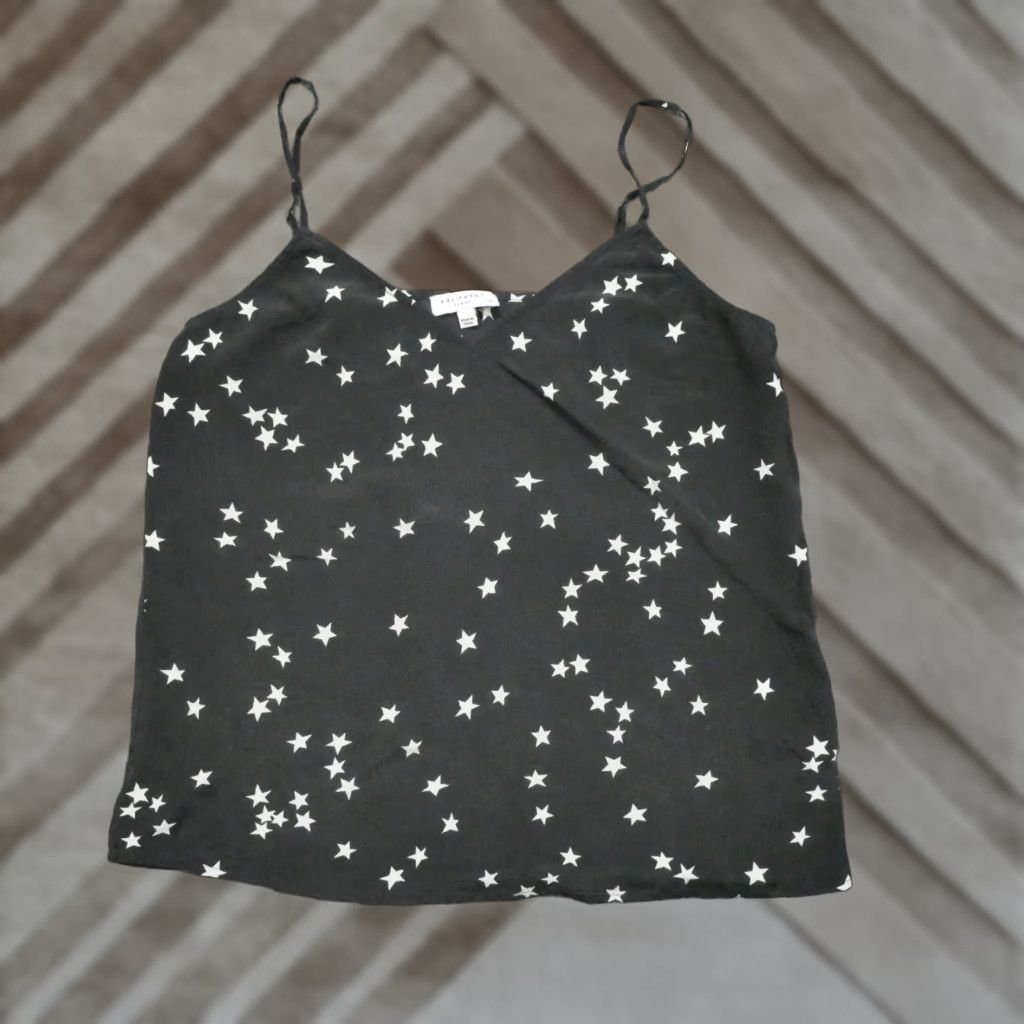 Equipment Equipment Femme Cami Womens Small Black White Stars Silk Top Size S / US 4 / IT 40 - 1 Thumbnail