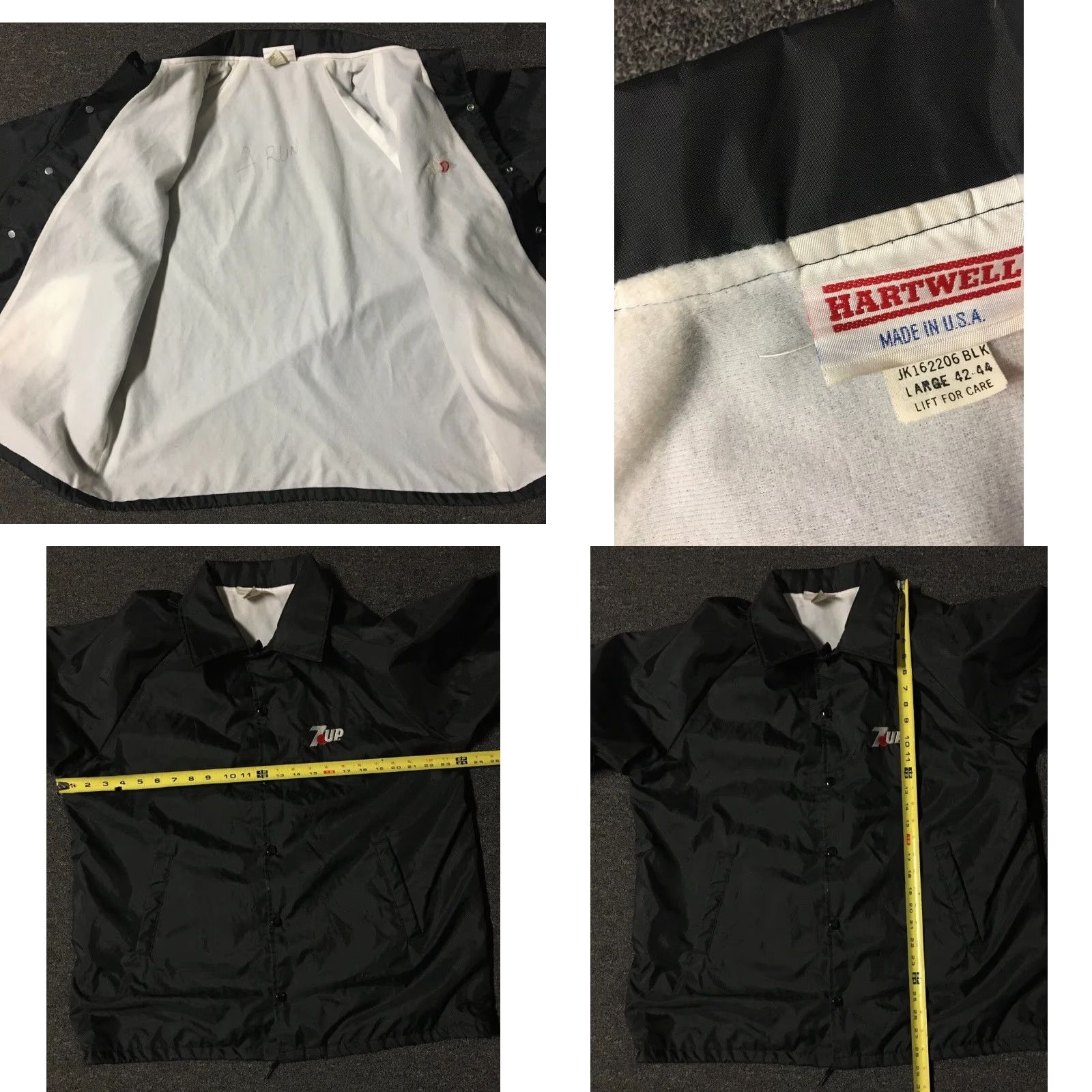 Vintage VINTAGE 80s 7UP Soda Promo Windbreaker Jacket L USA Black Mens Grunge Biker Rock Retro Coca Cola 7UP Logo Size US L / EU 52-54 / 3 - 9 Thumbnail