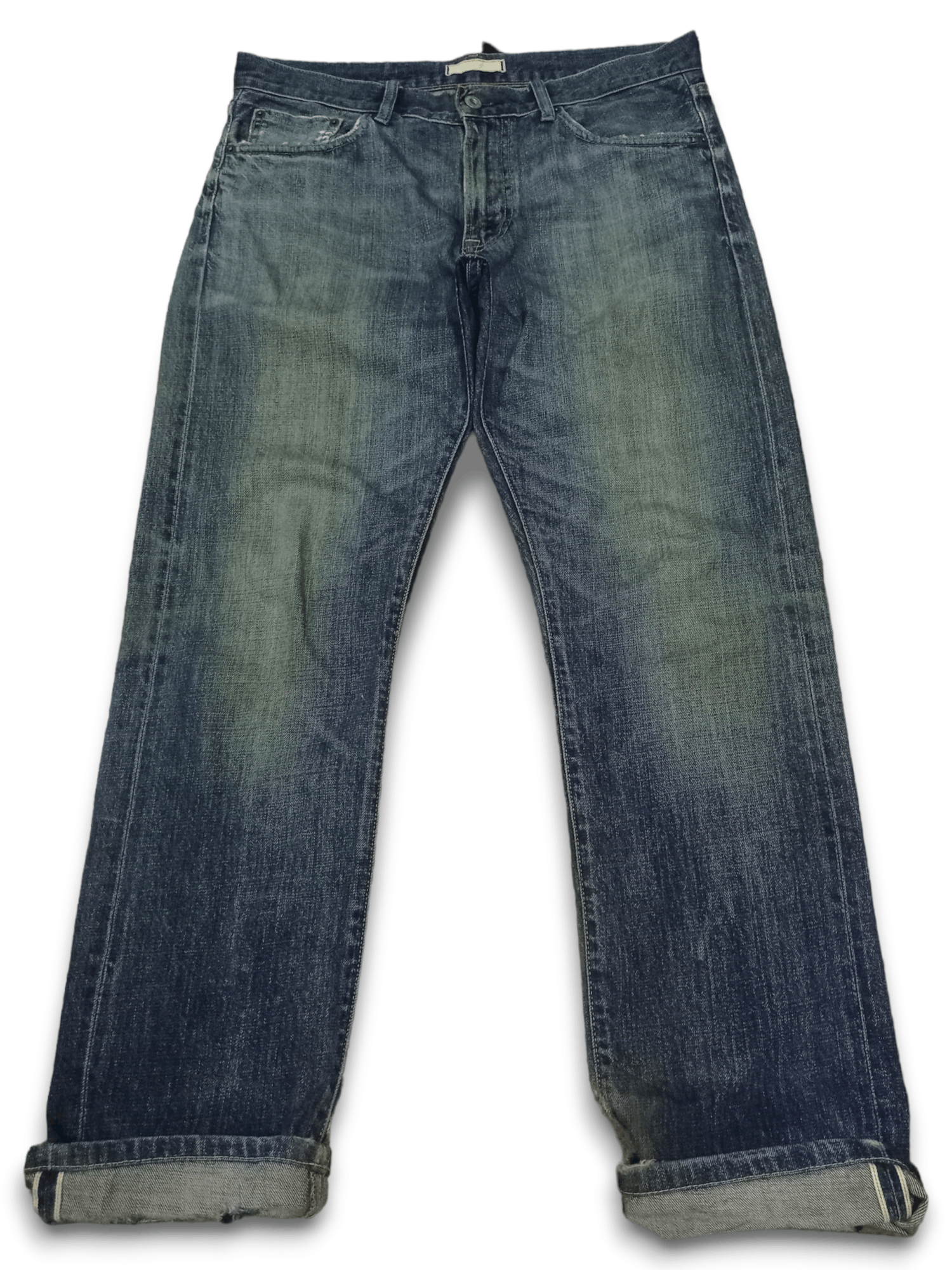 image of Jun Takahashi x Uniqlo Vintage Uniqlo Selvedge Mud Wash Distressed Loose Jeans in Blue (Size 36)