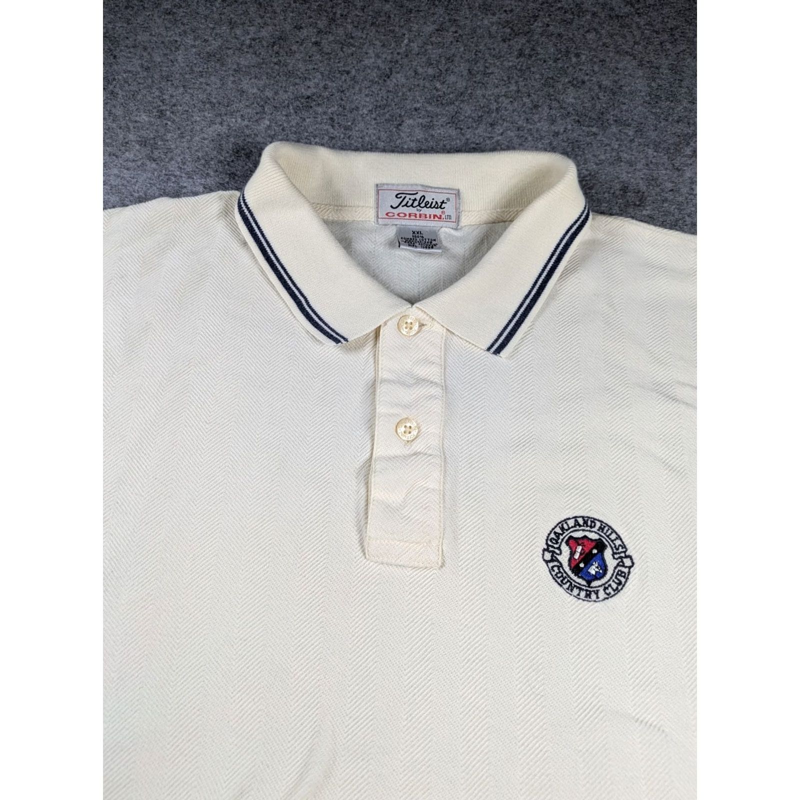 Vintage Titleist Polo Shirt Mens 2XL White Oakland Hills Cc 99 Golf Corbin, Men's (Size Xxl) — image 6 of 6
