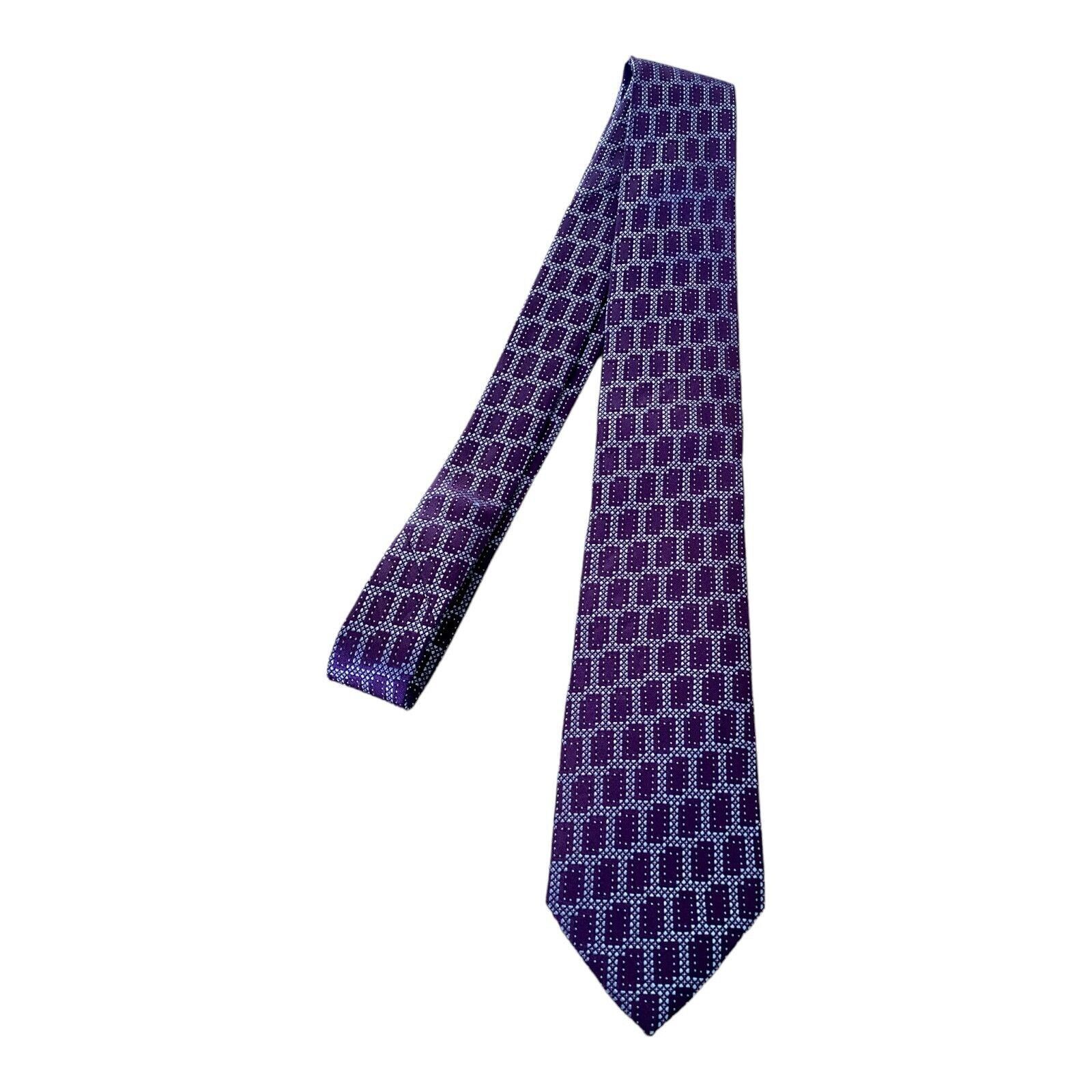 Armani ARMANI COLLEZIONI Purple Geometric Luxury Silk Tie Made In I Size ONE SIZE - 5 Thumbnail