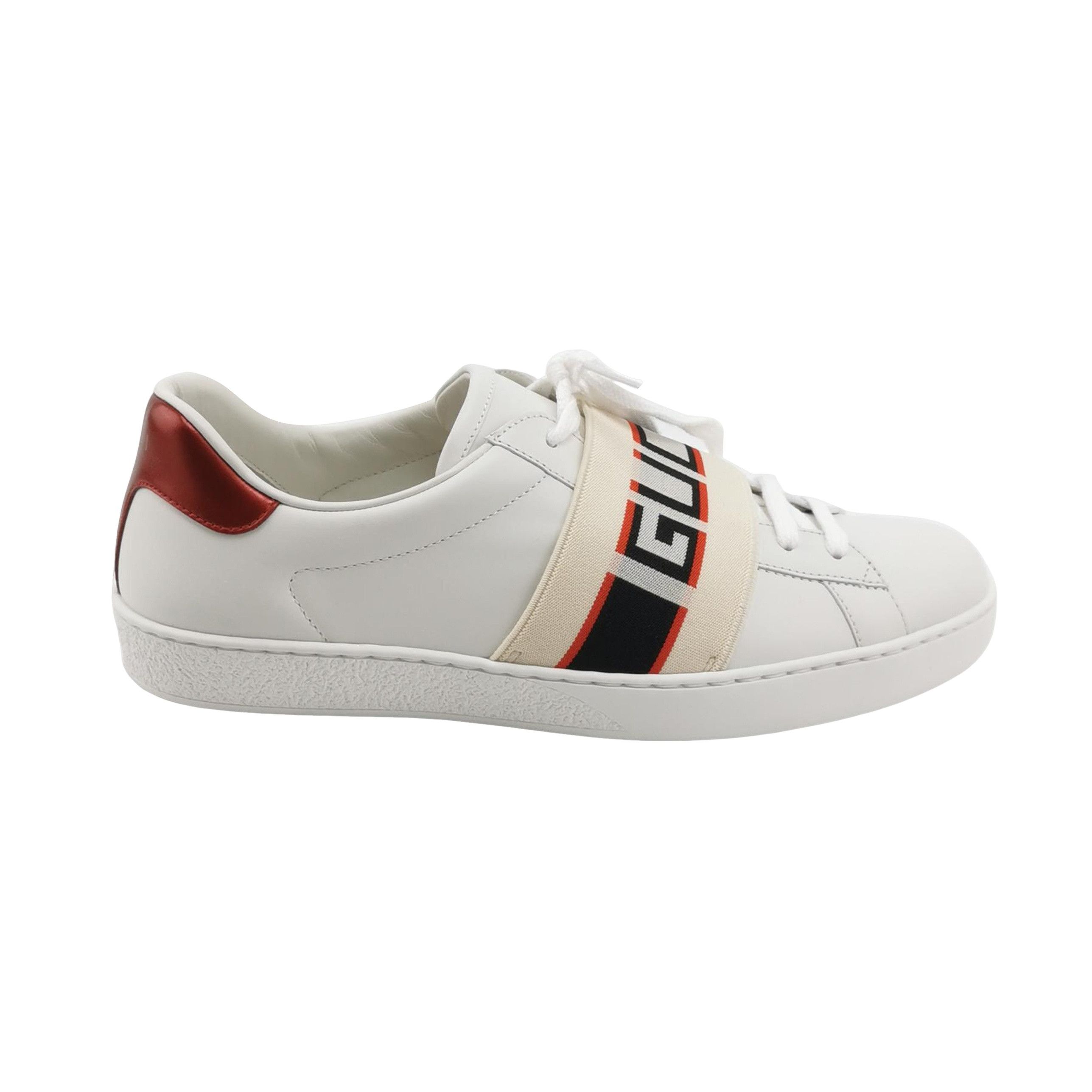 Gucci Gucci Logo Elastic Strap Ace Sneakers US 7.5 Size US 7 / EU 40 - 1 Thumbnail