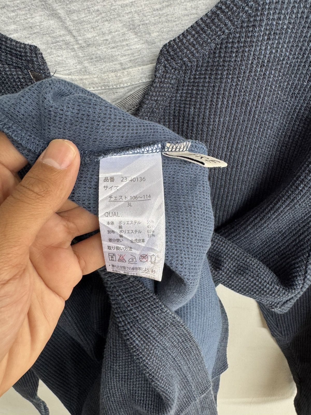 Japanese Brand FREUDE DOUBLE LAYER LONGSLEEVE WAFFLE-KNIT HENLEY SHIRT Size US L / EU 52-54 / 3 - 7 Thumbnail