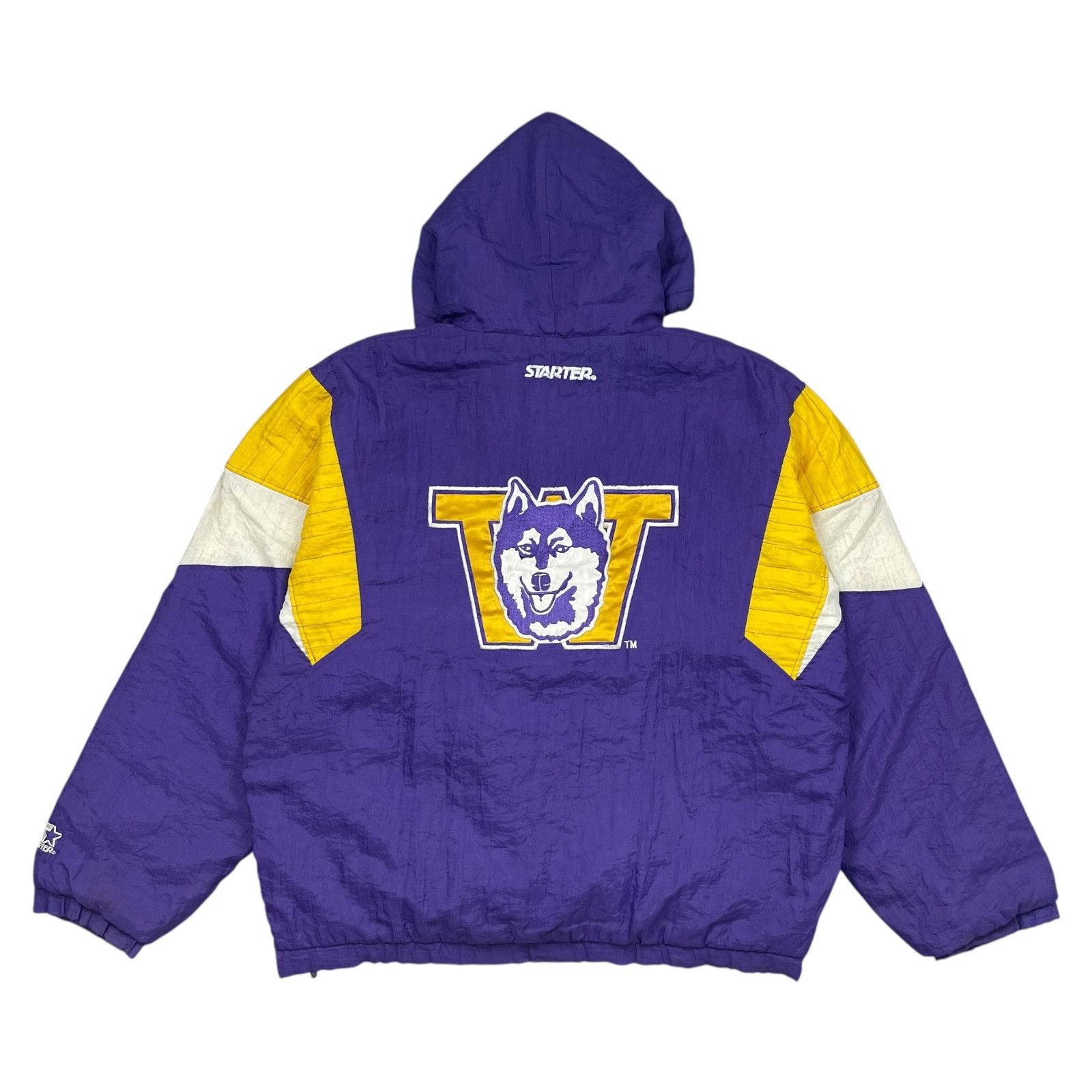 NCAA VTG 90s WASHINGTON HUSKIES STARTER PULLOVER PUFFER JACKET Size US XL / EU 56 / 4 - 1 Thumbnail