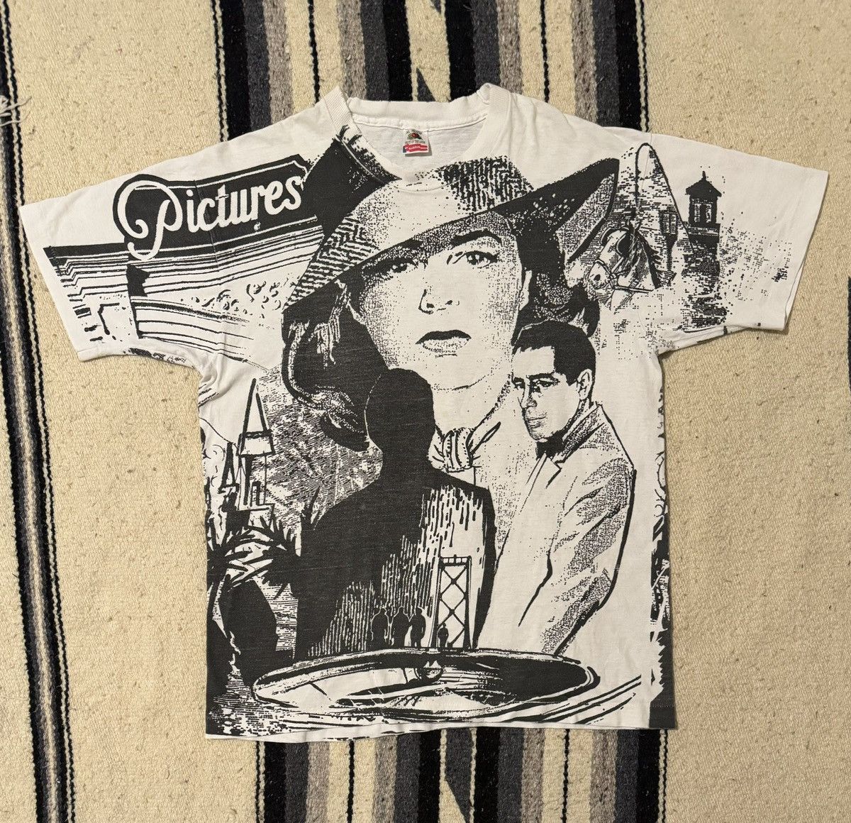 image of Vintage 90's Casablanca Movie T-Shirt. Single Stitch in Black, Men's (Size XL)