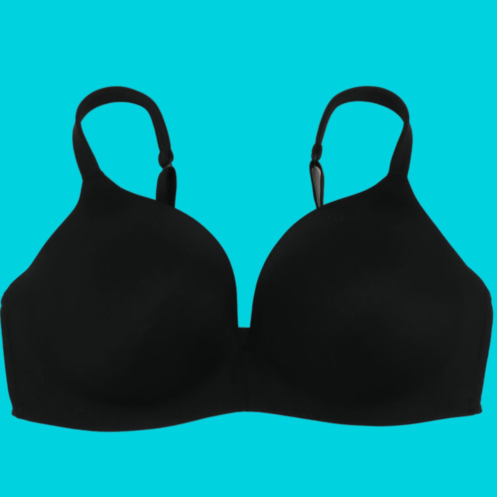 Vintage Cacique Bra Solid Black 38DDD Simply Wire Free Plunge Padded Wireless Plus Womens Shirt? Size ONE SIZE - 1 Thumbnail