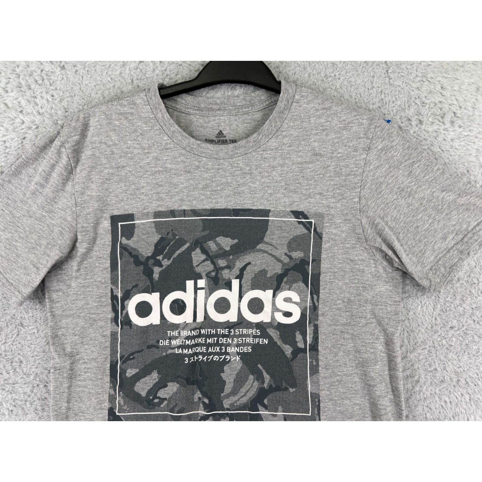 Adidas Adidas Shirt Men XS Gray Camouflage Logo Cotton 3 Stripes Jersey Shirt Sports Size US XS / EU 42 / 0 - 5 Thumbnail