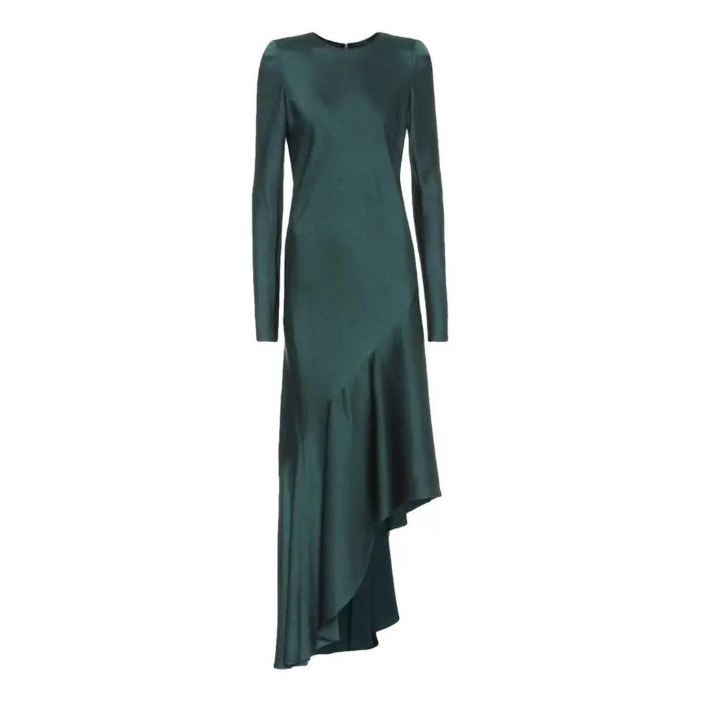 Haider Ackermann Haider Ackerman Fall 2017 Green Satin Long Sleeve Bias Dress Size XS / US 0-2 / IT 36-38 - 2 Thumbnail