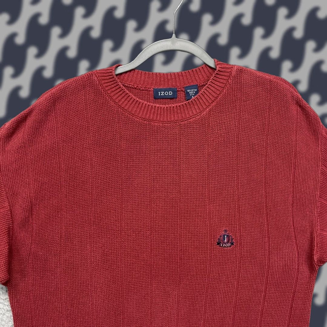 Izod VINTAGE IZOD Sweater Mens Small Red 100% Cotton Crewneck Knit Logo USA 80s 90s Size US S / EU 44-46 / 1 - 1 Thumbnail