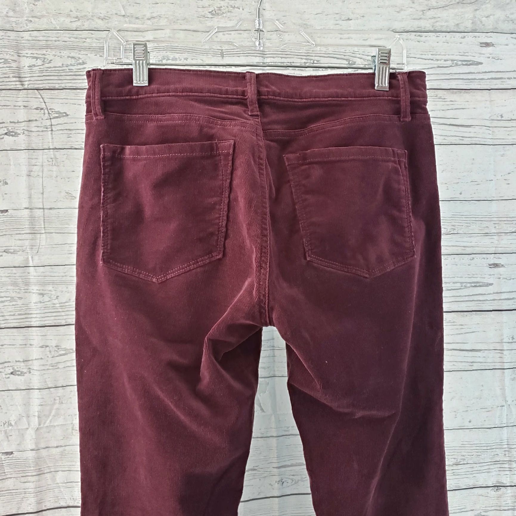 Loft LOFT Ann Taylor Womens Modern Skinny Corduroy Pants Sz 28 Maroon Low Rise Red Cotton Blend 98% Cotton 2% Spandex Skinny Inseam 29.5" Womens Size 28" / US 6 / IT 42 - 5 Thumbnail