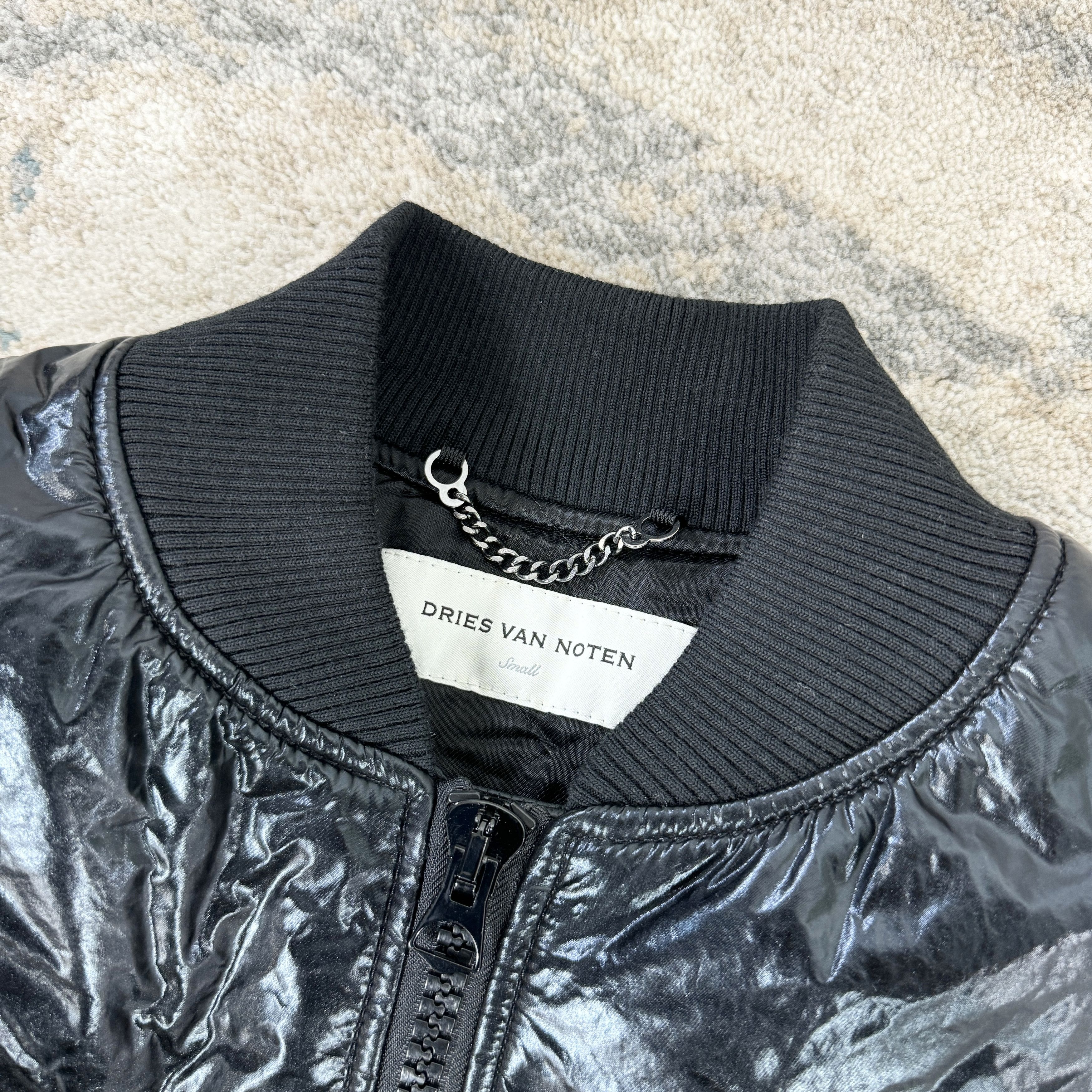 Dries Van Noten Dries Van Noten Vellow Crinkle Bomber Jacket Black RRP £1050 Size US S / EU 44-46 / 1 - 9 Thumbnail