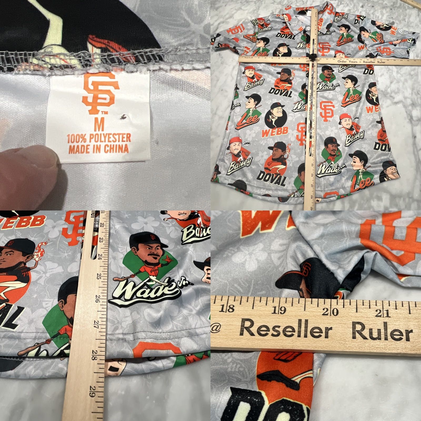 Vintage San Francisco Giants Hawaiian Shirt M Button Up All Over Print SF Charter MLB Shirt Mens Gel"} Size US M / EU 48-50 / 2 - 8 Thumbnail