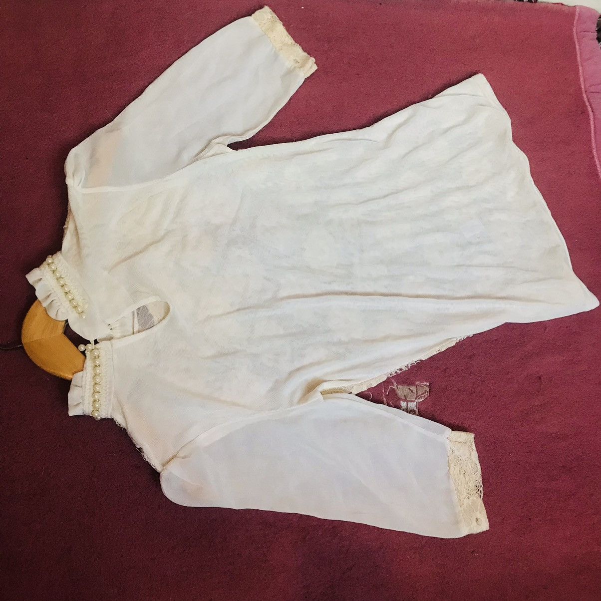 Other Japanese Umock Neck Sheer Lace Blouse Size M / US 6-8 / IT 42-44 - 5 Thumbnail