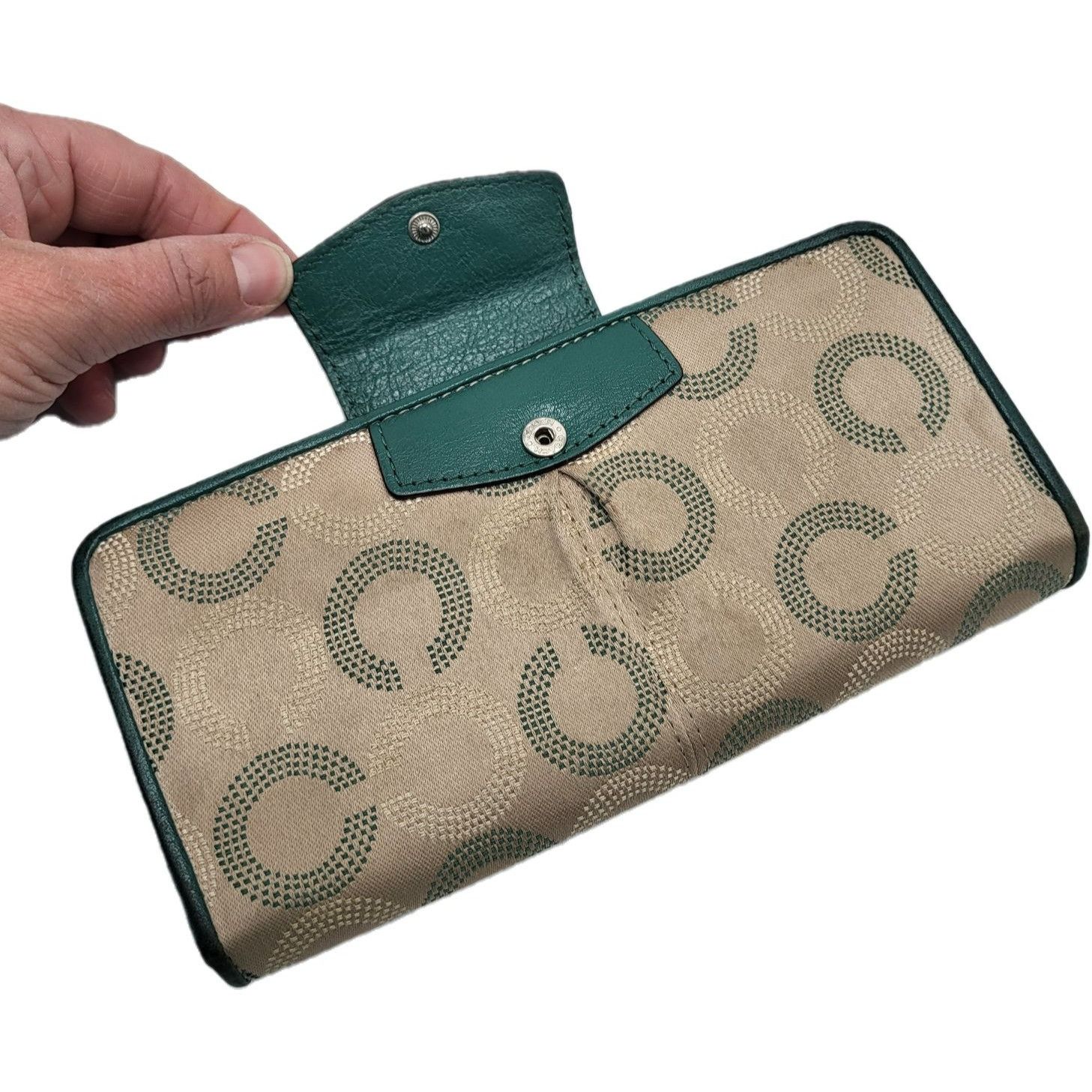 Coach Coach Ashley Khaki Green Dotted Signature C Leather Wallet Size ONE SIZE - 6 Thumbnail